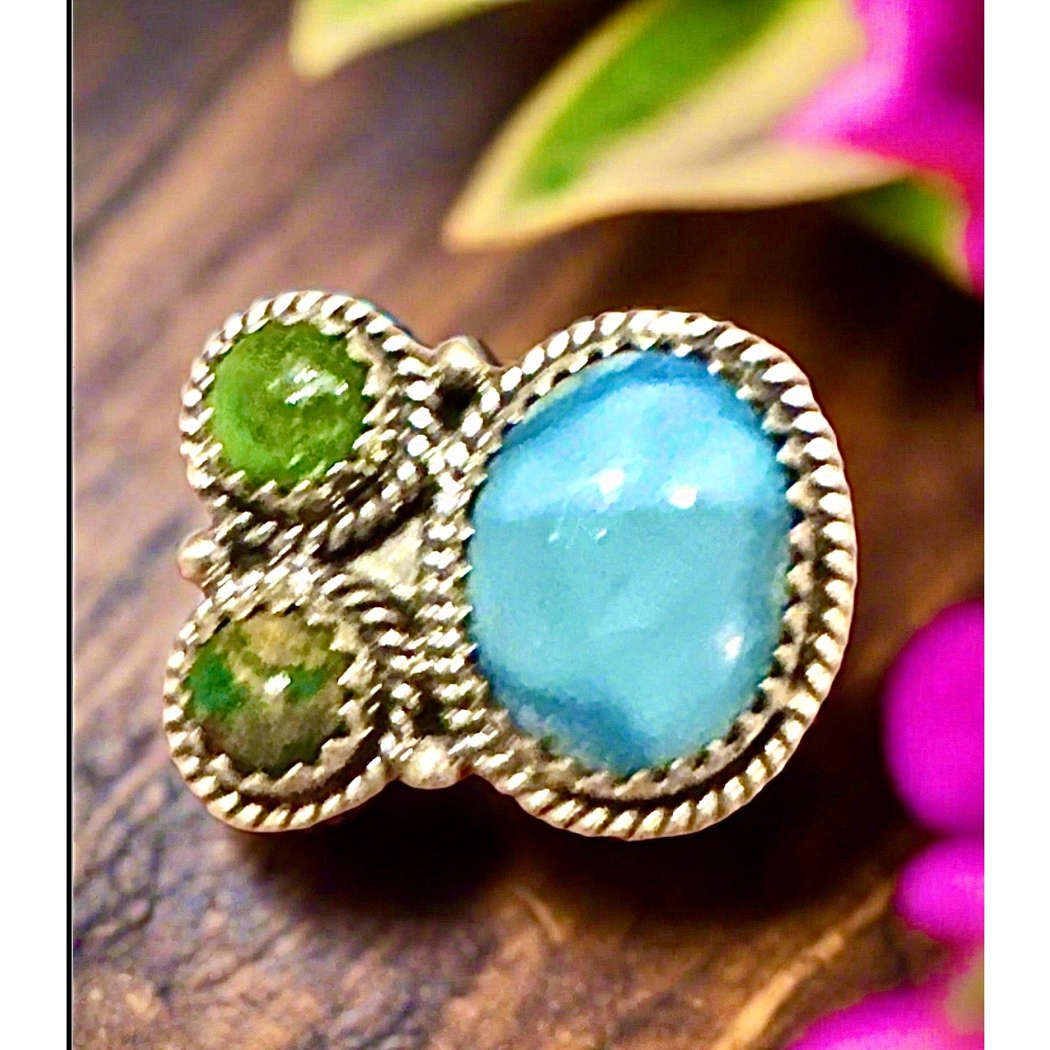 Golden Hills & Sonoran Gold Turquoise Sterling Silver Ring Size 6-10 Adjustable