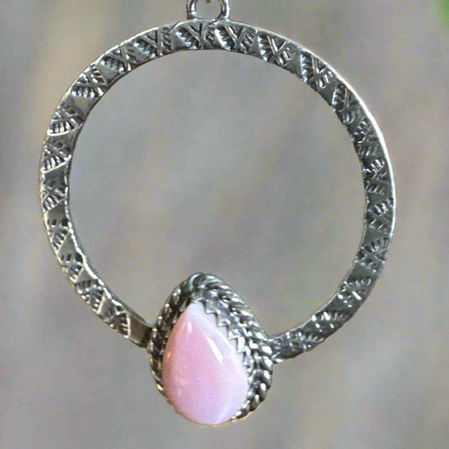 Pink Conch Southwestern Hoop earrings .925 Sterling Silver 1.5” Around