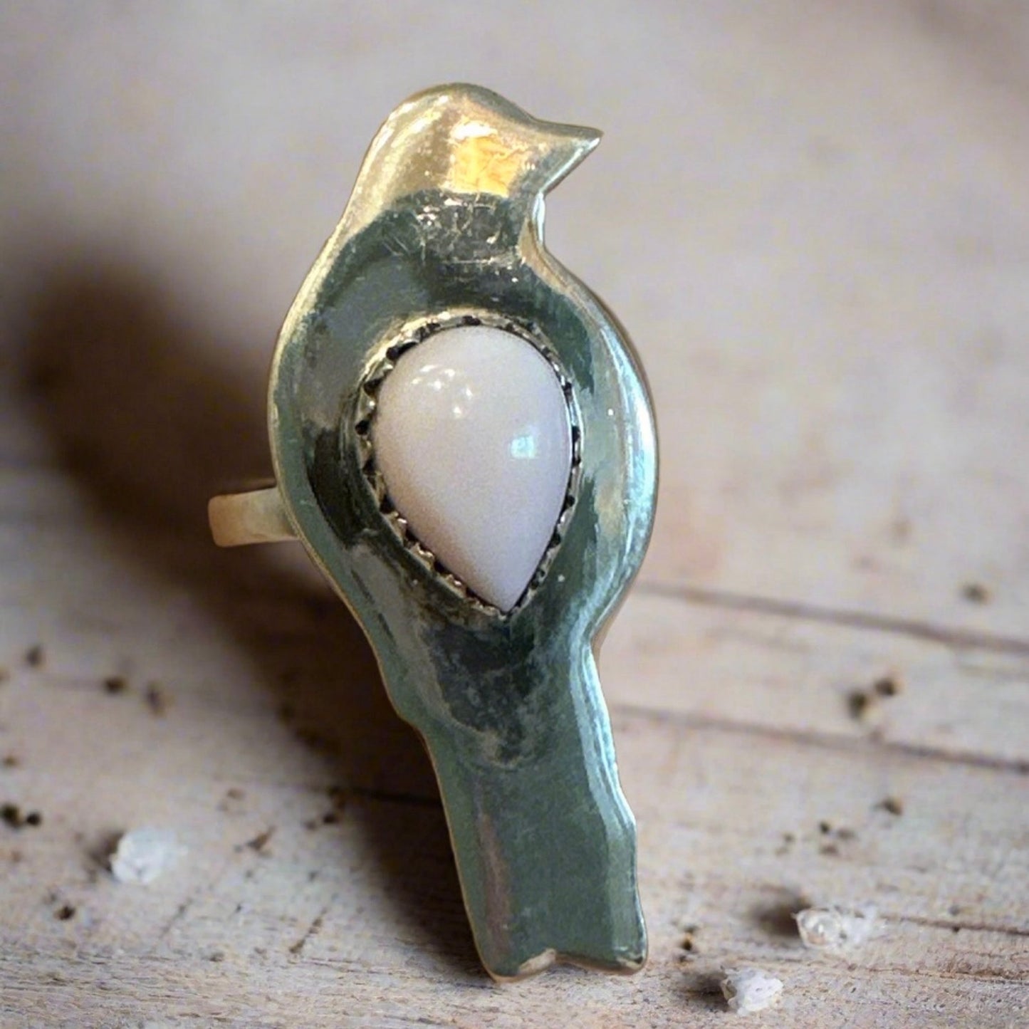 Pink Conch Bird Dove Sterling Silver southwestern Ring Size 7