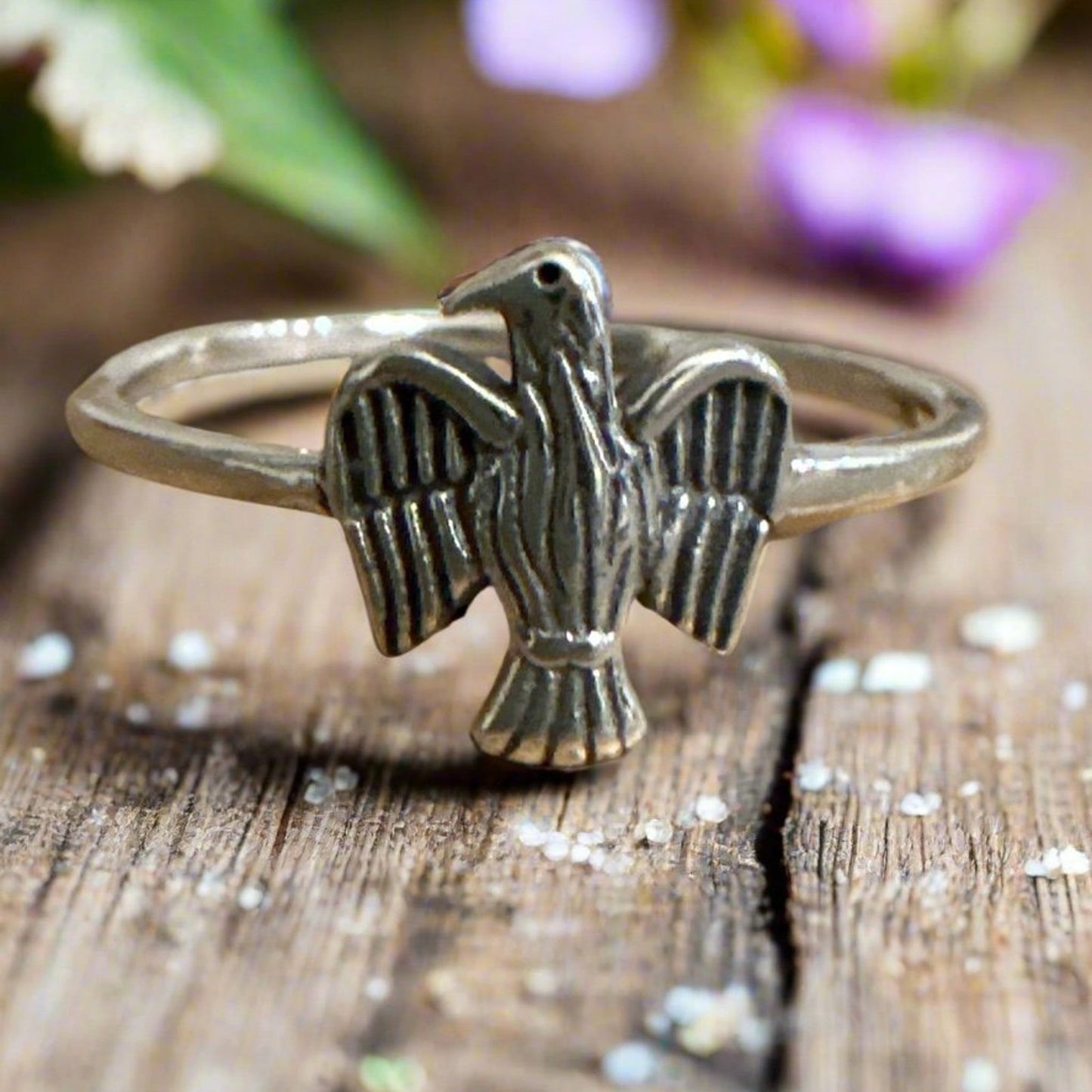 Southwestern Native American Style Dainty Thunderbird Sterling Silver Ring
