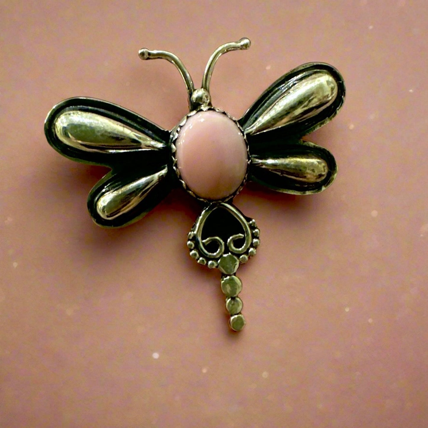 Pink Conch Dragonfly Sterling silver Ring Size 7