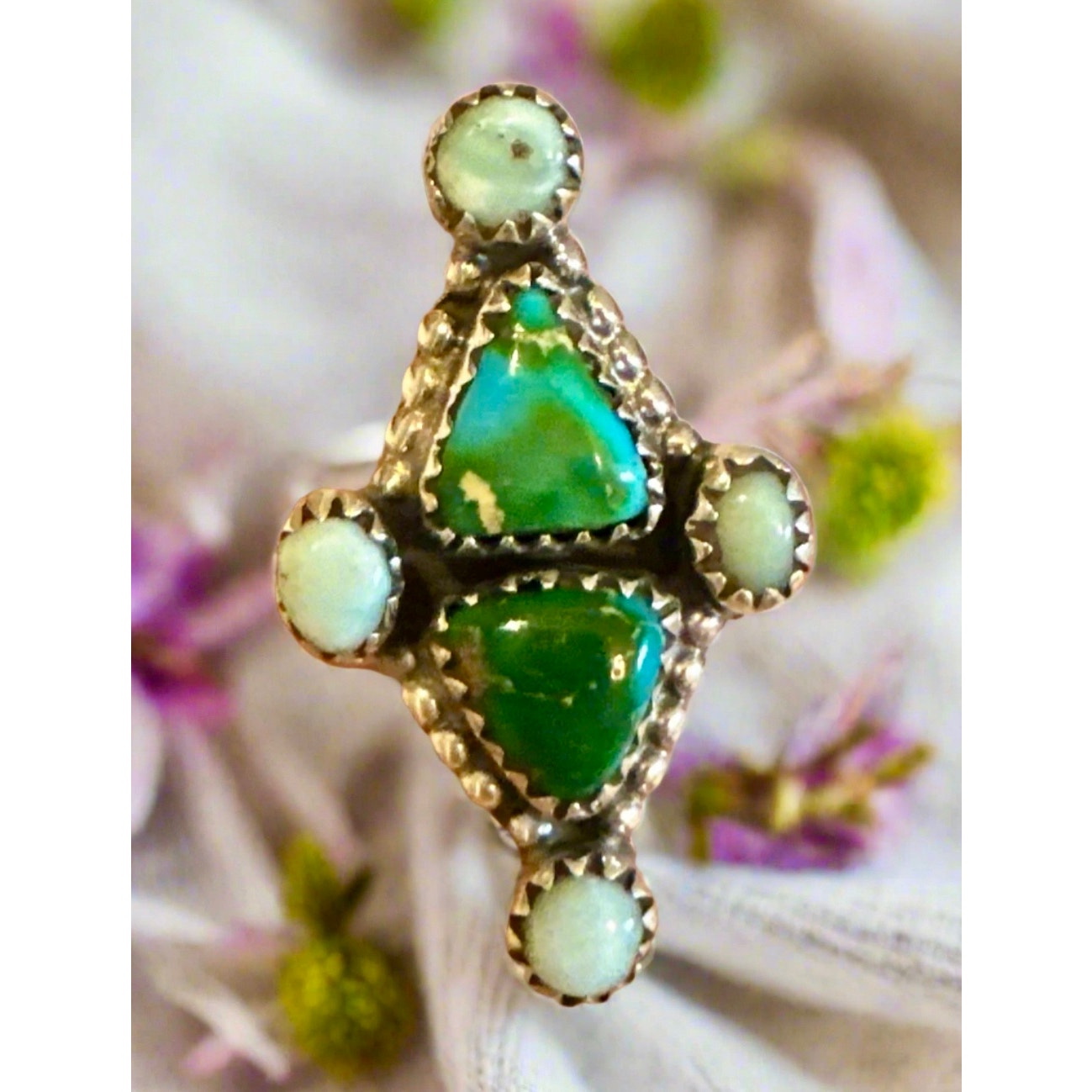 Sonoran Gold & Palomino Turquoise Sterling Silver Ring Adjustable