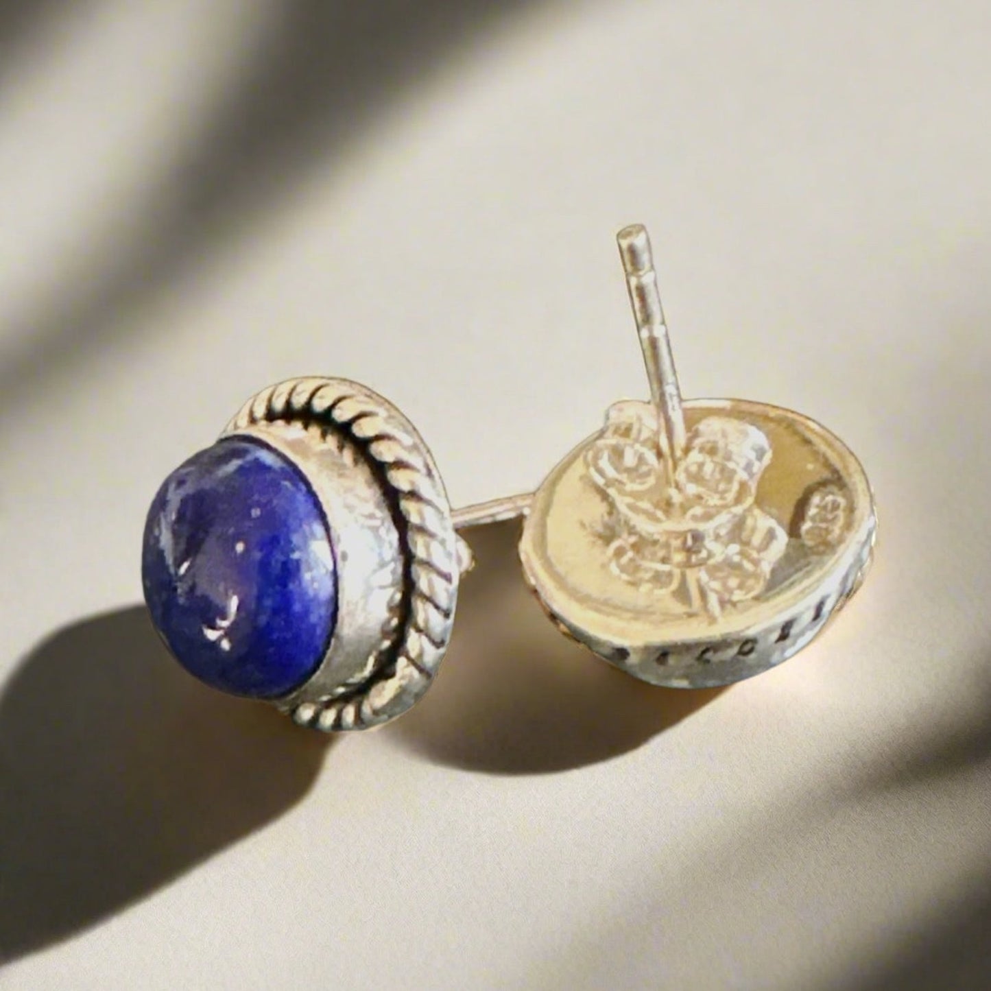 Lapis Lazuli Rope Round Southwestern Stud Earrings