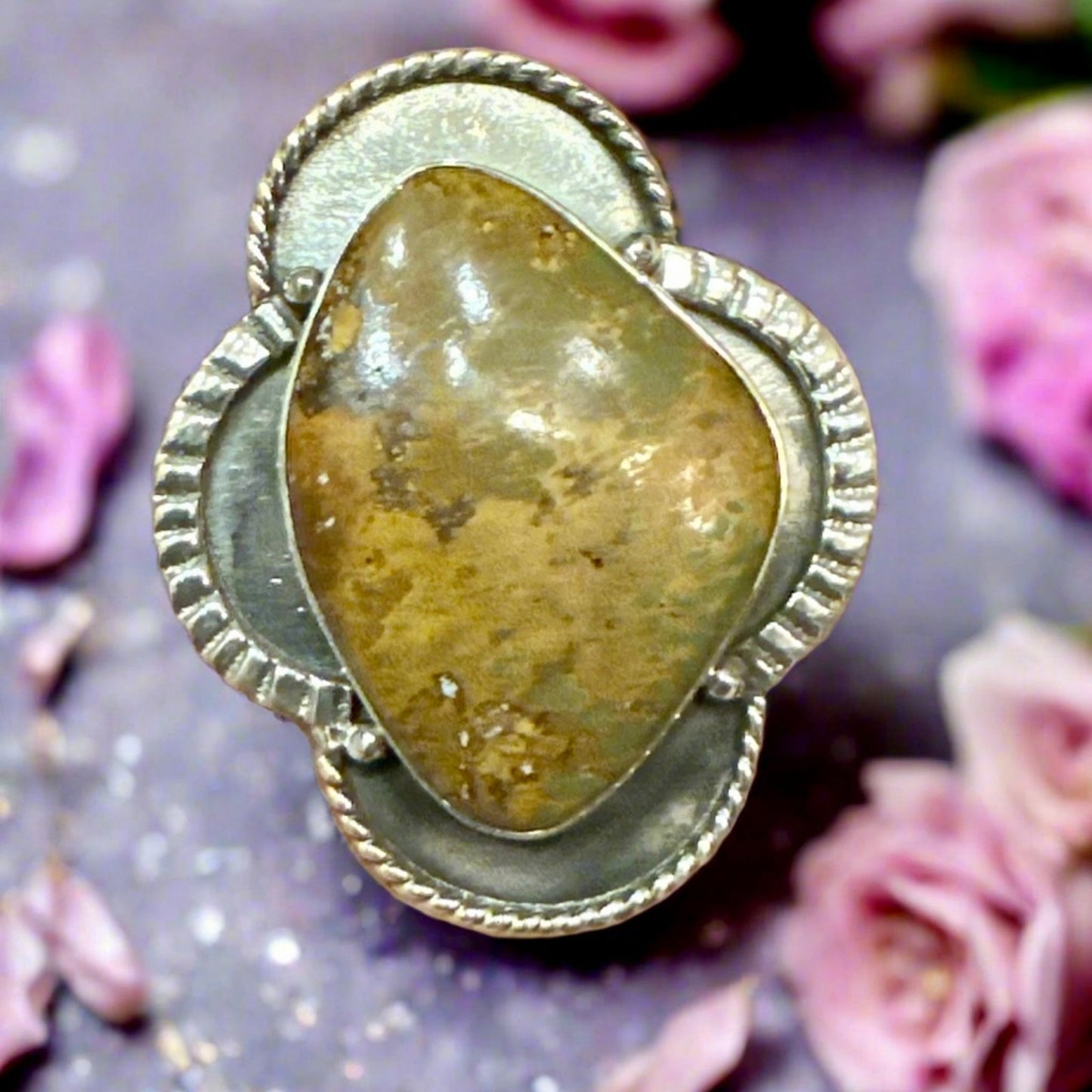 Green Brown Turquoise Southwestern Ring Adjustable