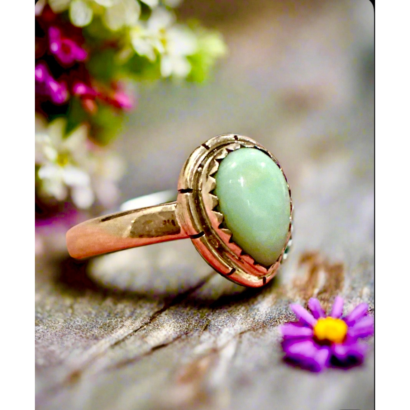 Paloma Turquoise | Teardrop | Dainty Sterling Silver Ring | Size 9.25