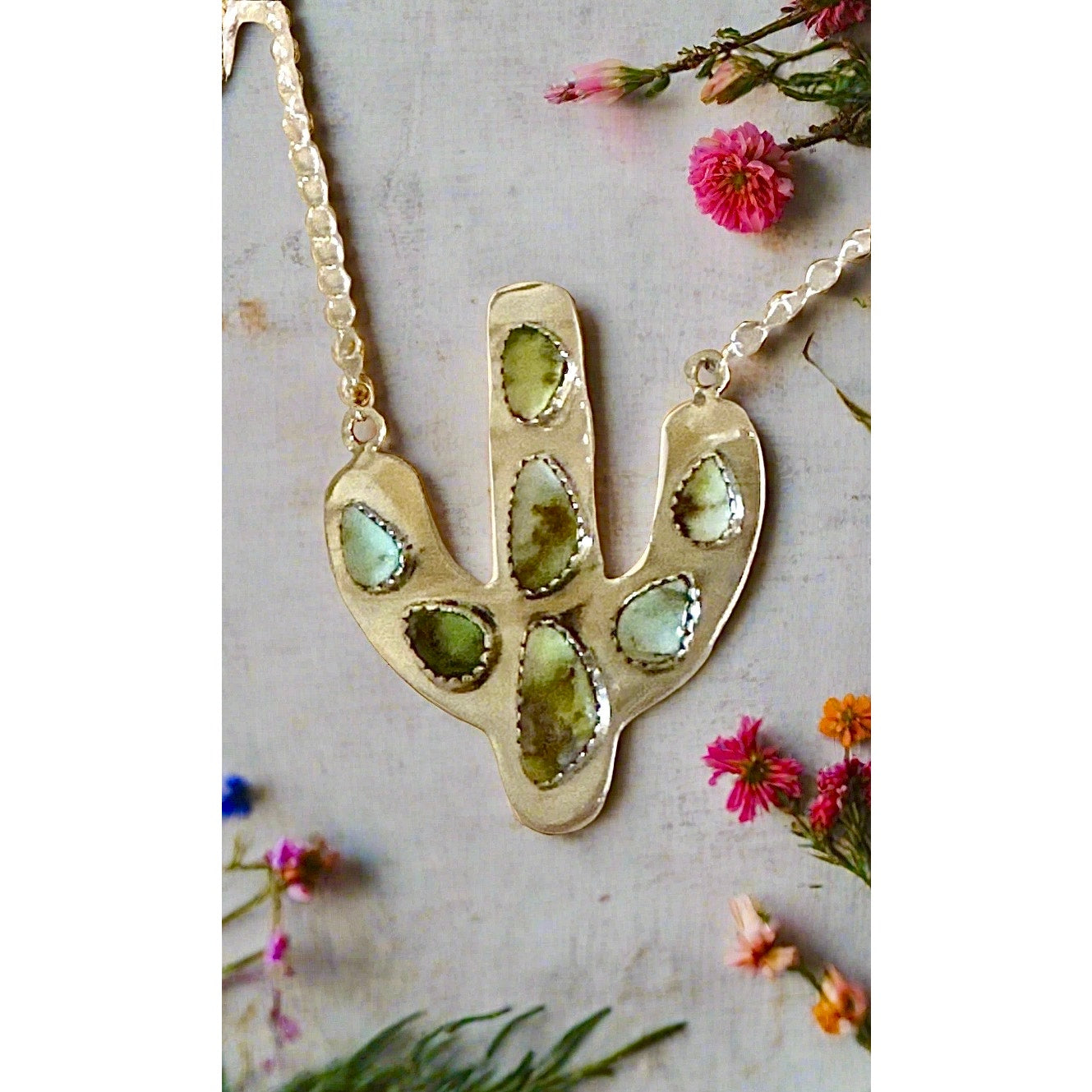 WOW!! Palomino Gold Turquoise | Cactus Necklace | 2” Long