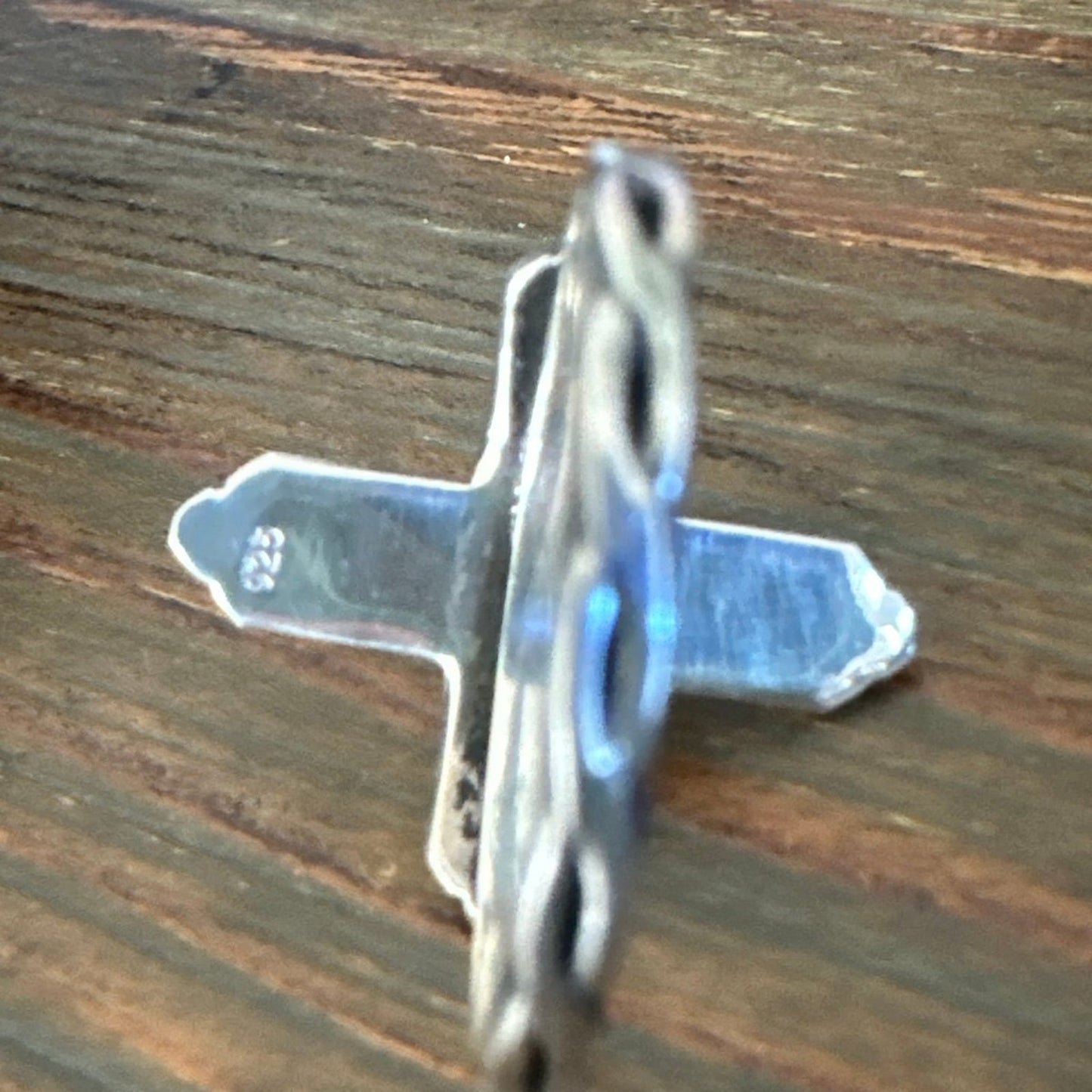 Pink Conch Zia Cross Sterling Silver Ring Size 10