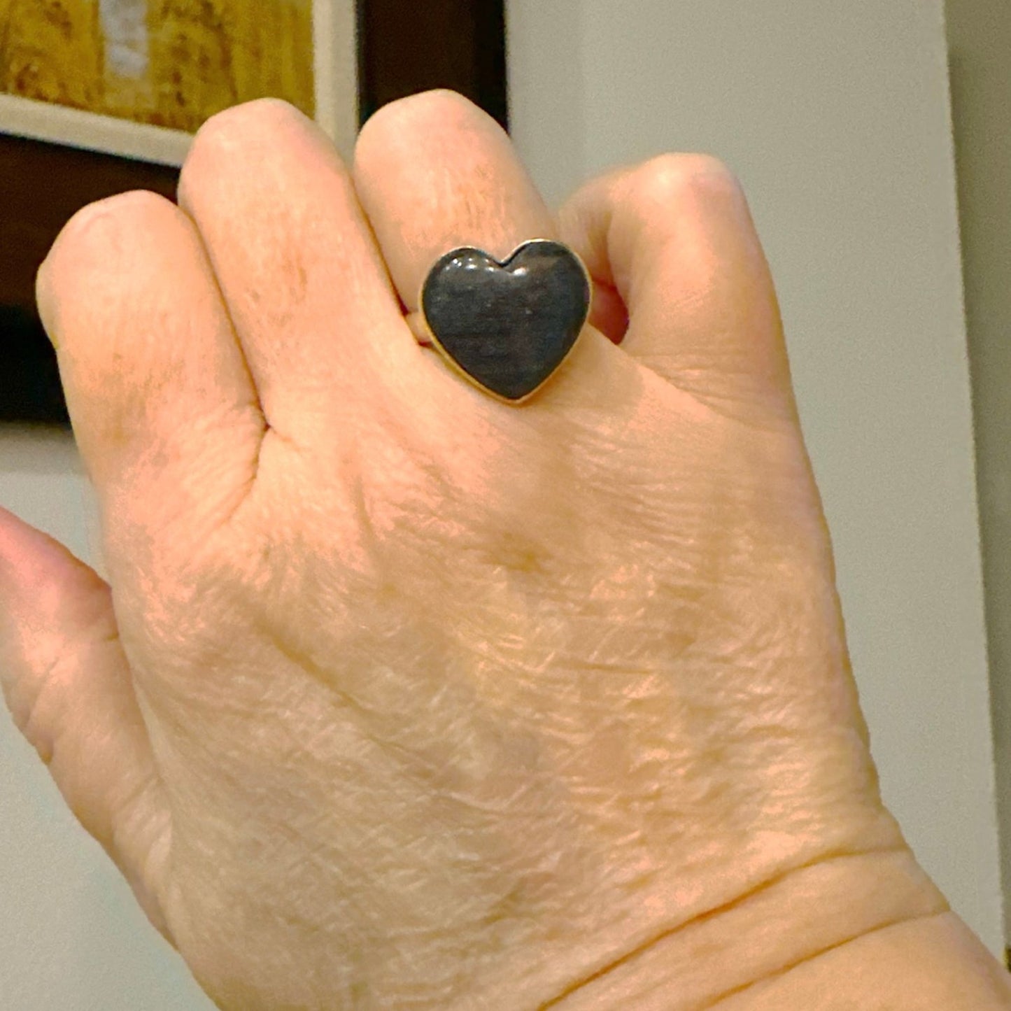Purple Lepidolite Heart Sterling Silver Ring Size 6.5