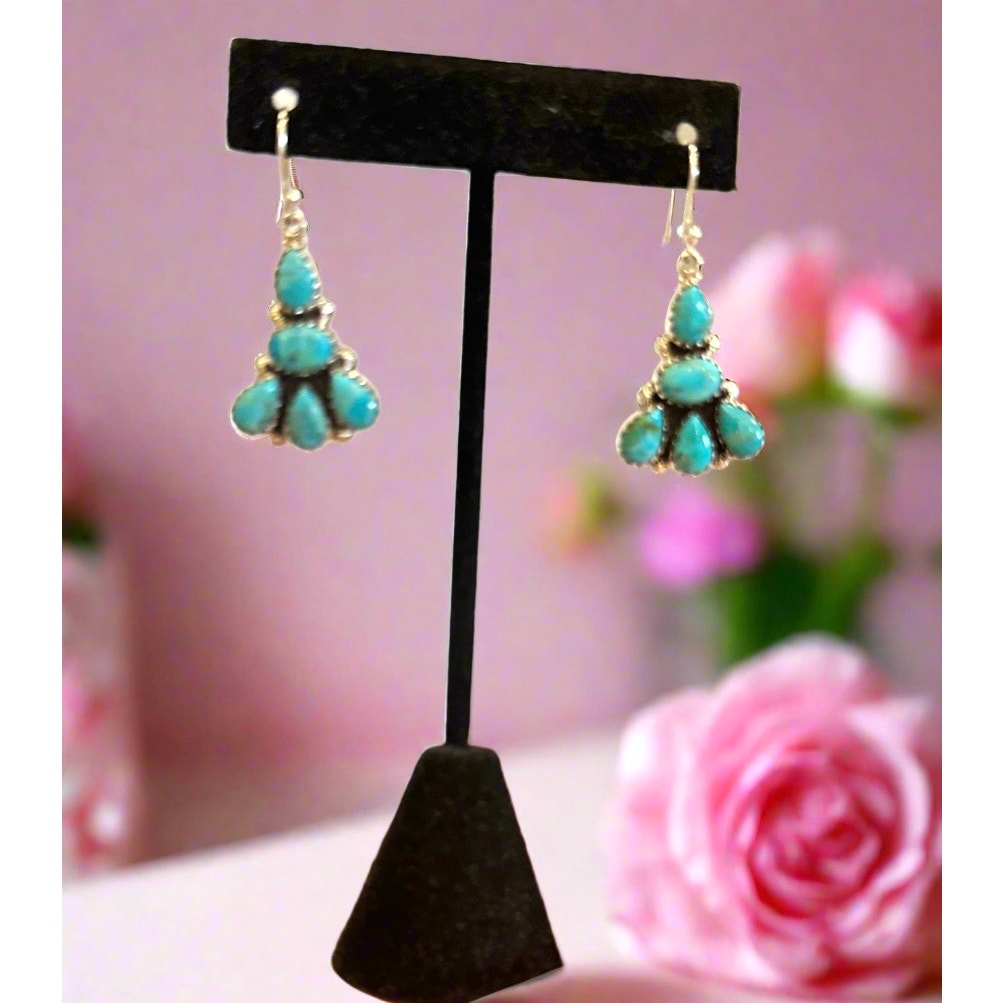 Sonoran Gold Turquoise Teardrop Dangle Earrings 1.5” Long