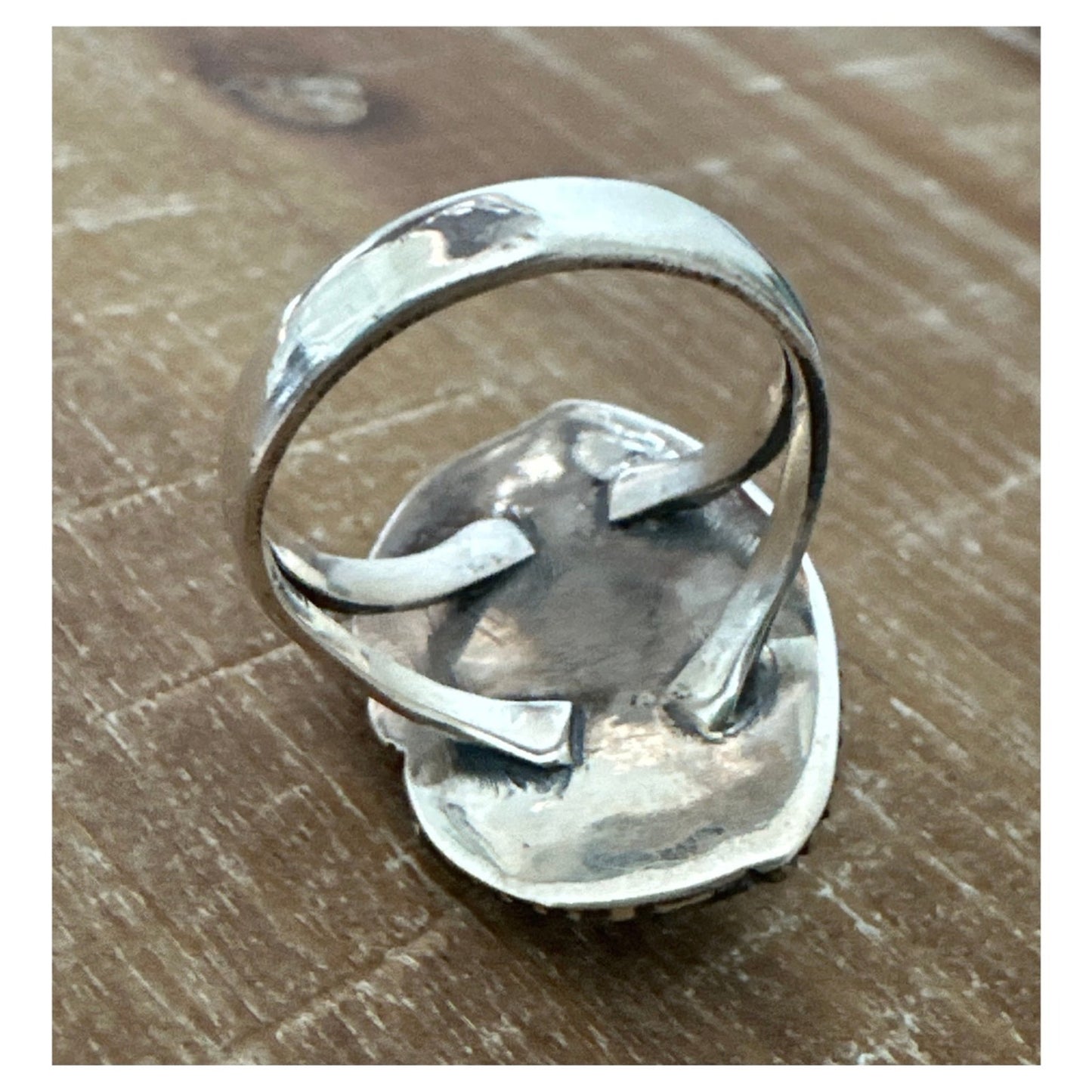 Larimar .925 Sterling Silver Floral Leaf Design Ring Size 6.75