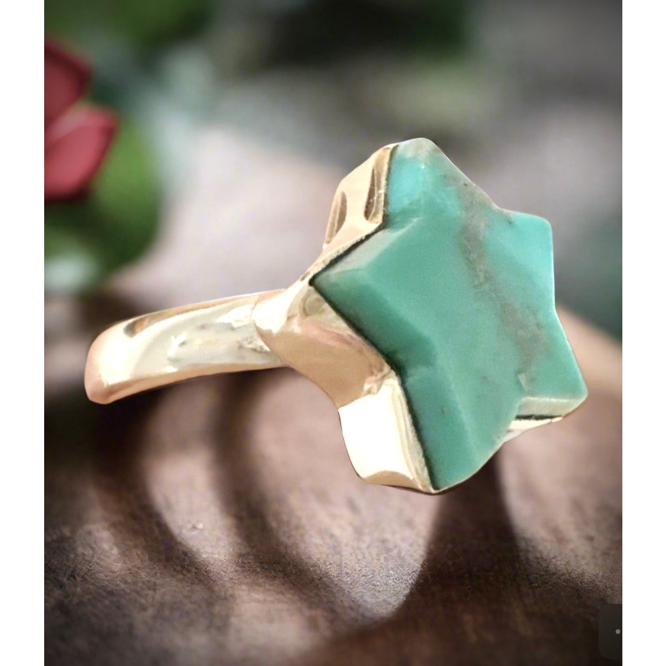 Turquoise Celestial Star Sterling Silver Ring Size 9