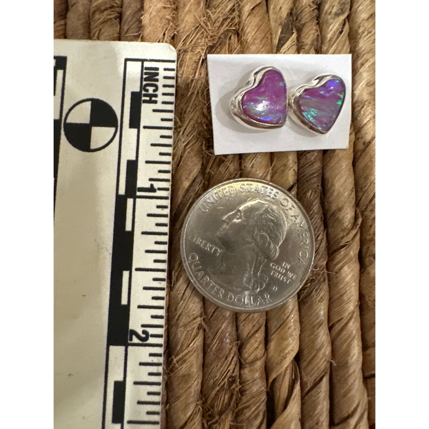 Pink Opal | Heart Shape Stud Earrings | 925 Sterling Silver