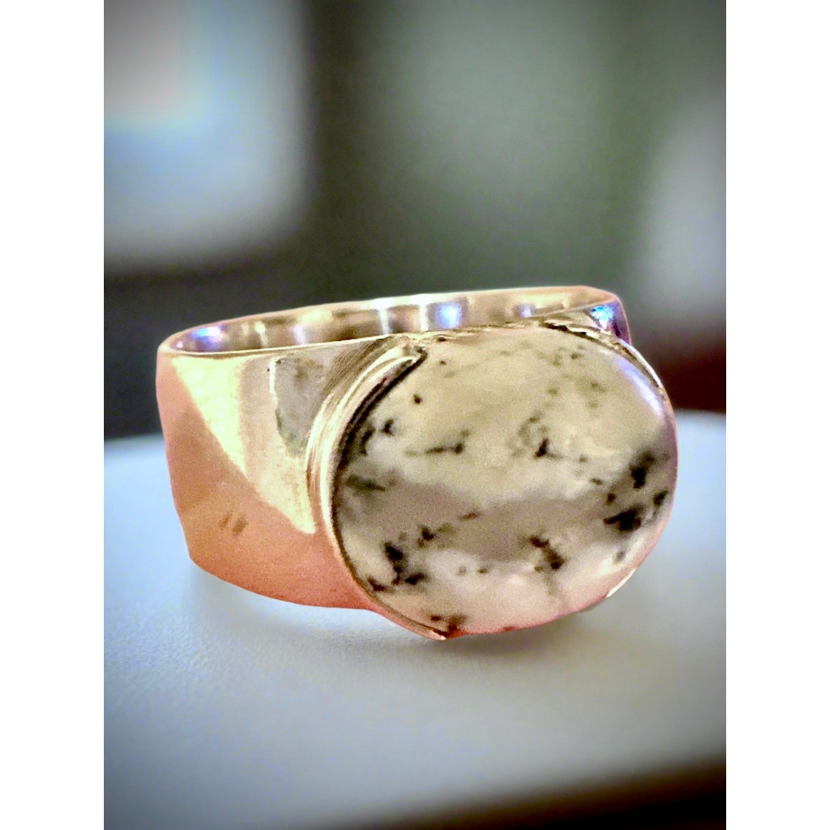 Dendritic Opal | Wide Band | Sterling Silver 925 | Band/Ring| Size 8
