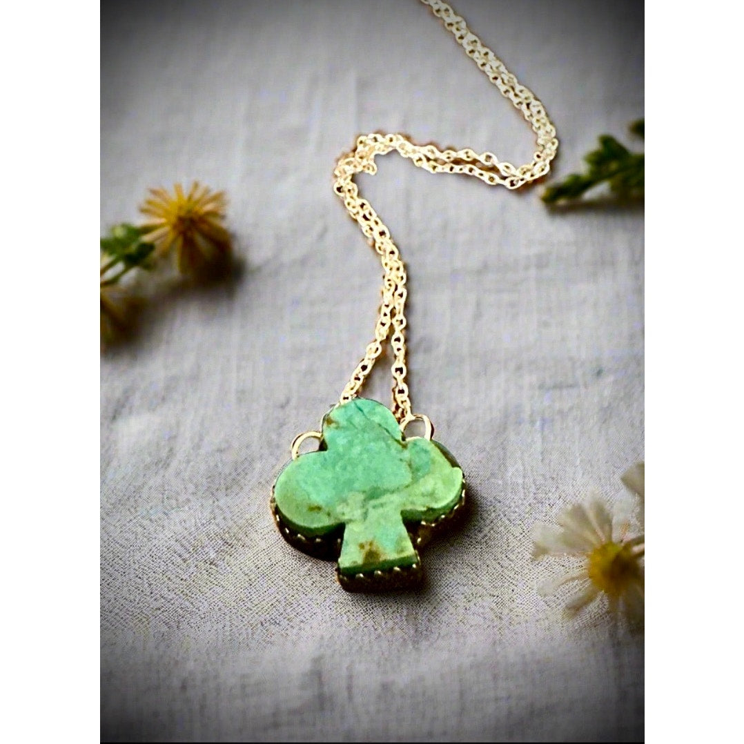 Sonoran Gold Turquoise Clover Southwestern .925 Necklace 18-20”