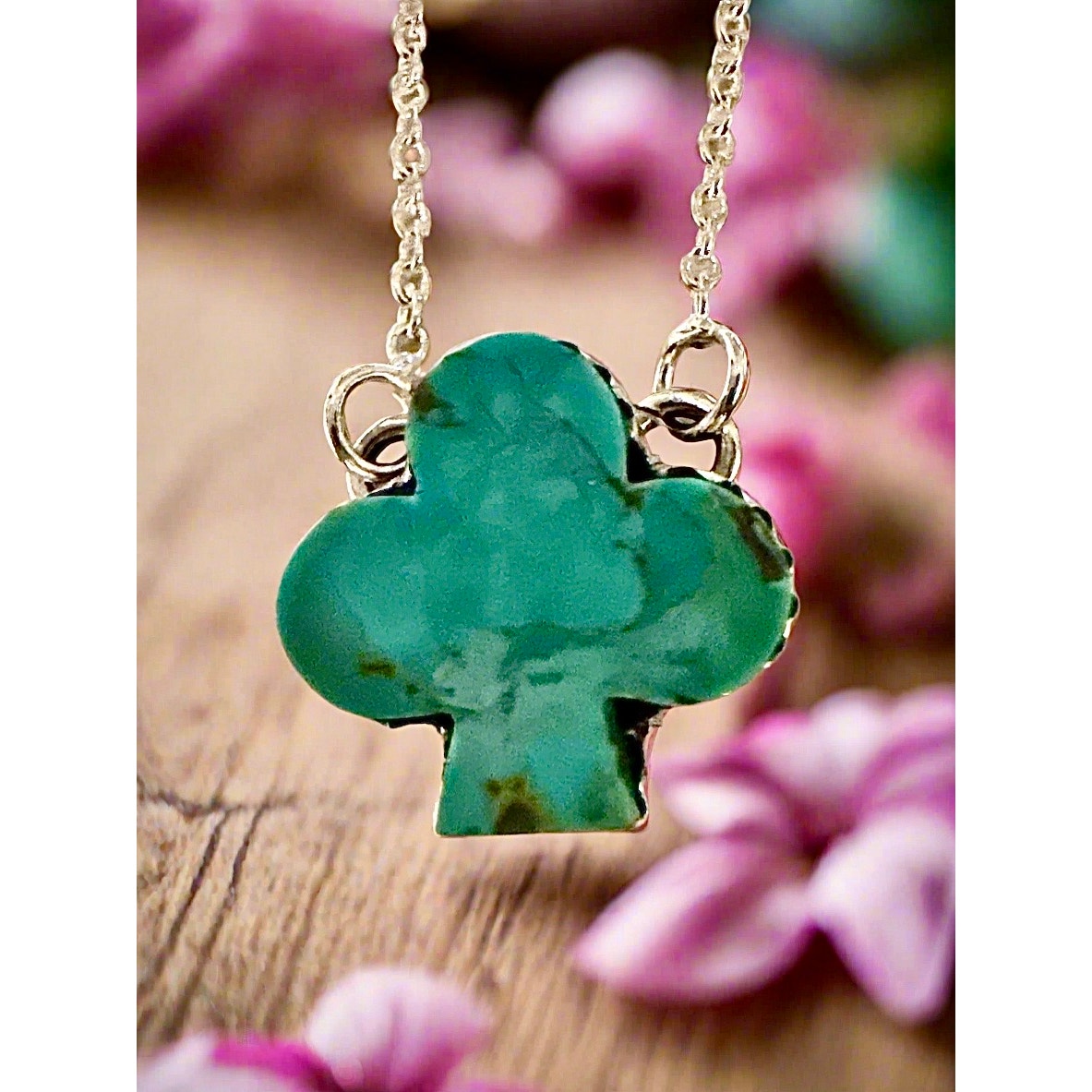 Sonoran Gold Turquoise Clover Southwestern .925 Necklace 18-20”