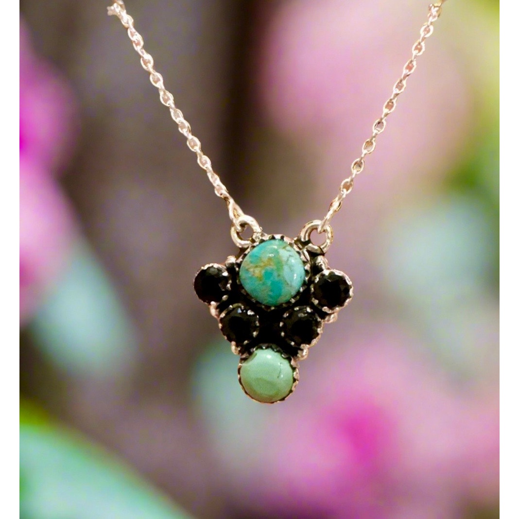 Kingman Turquoise | Sonoran Gold | Onyx Necklace 18-20” | 925 Sterling