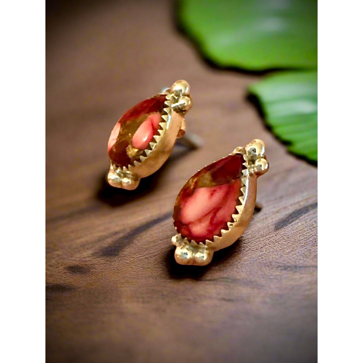 Stunning Red Rose Dahlia Teardrop Stud Earrings 1” long