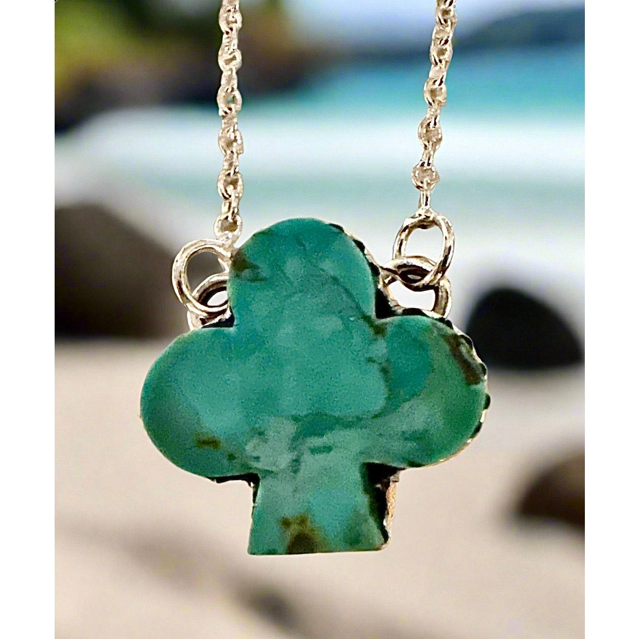 Sonoran Gold Turquoise Clover Southwestern .925 Necklace 18-20”