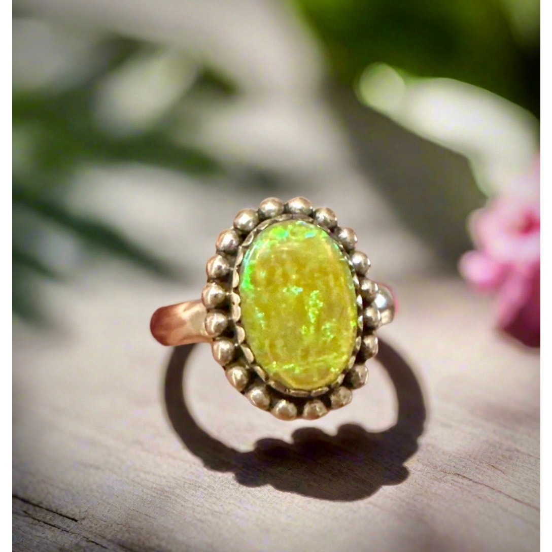 Australian Triplet Oval Opal Southwestern Ring Size 7