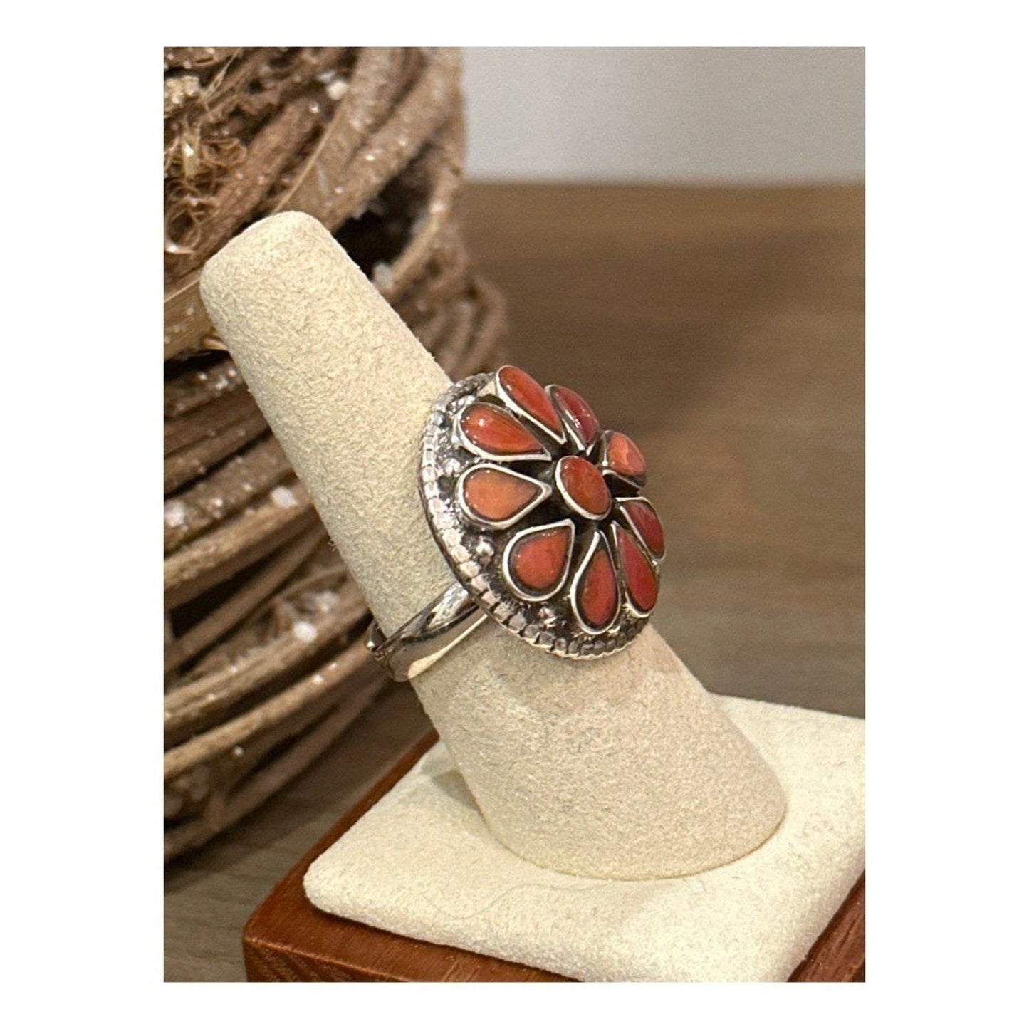 Coral | Flower| Cluster | SouthWestern Ring | Adjustable 5-10