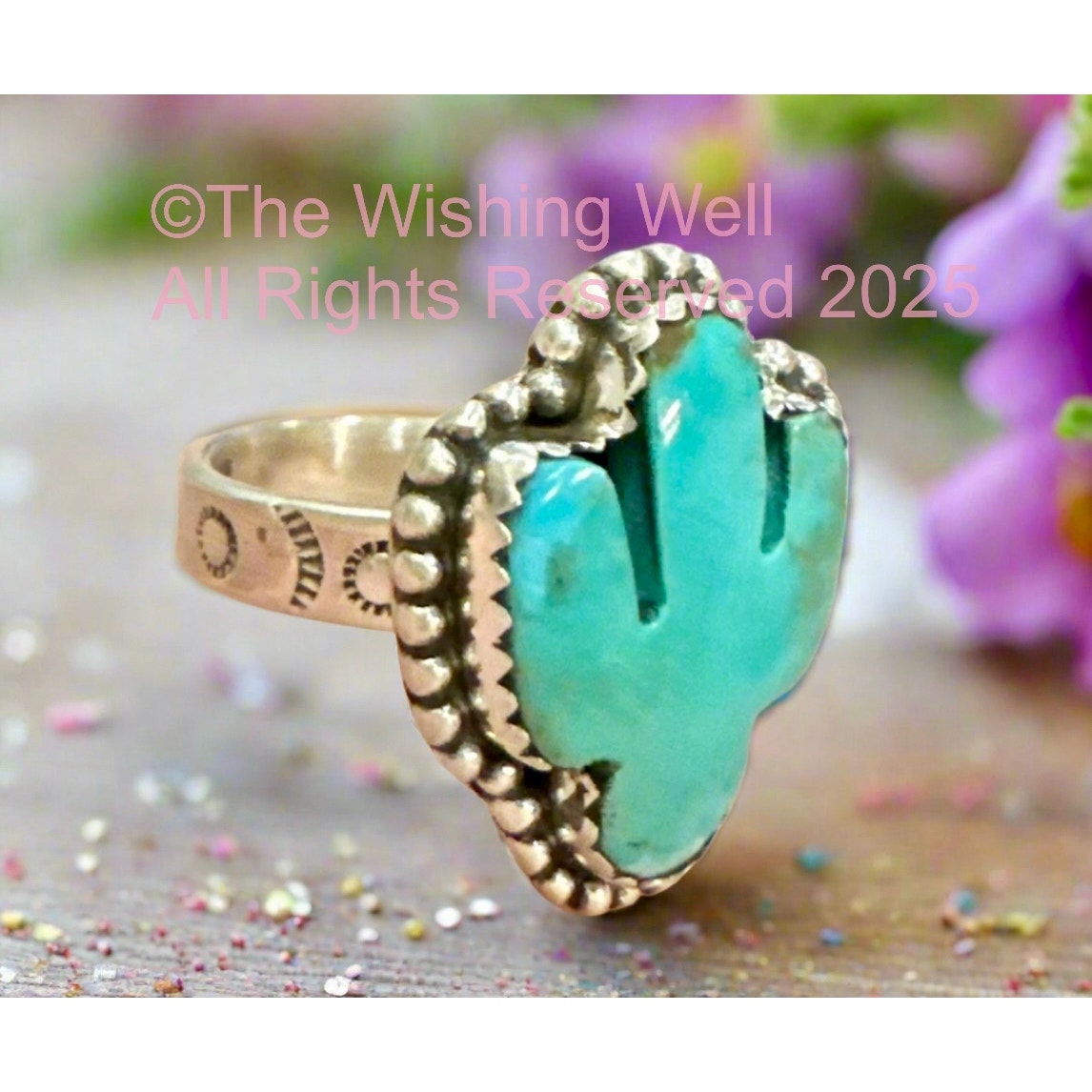 Kingman Green Turquoise | Cactus Ring | 925 | Adjustable Size 5-10