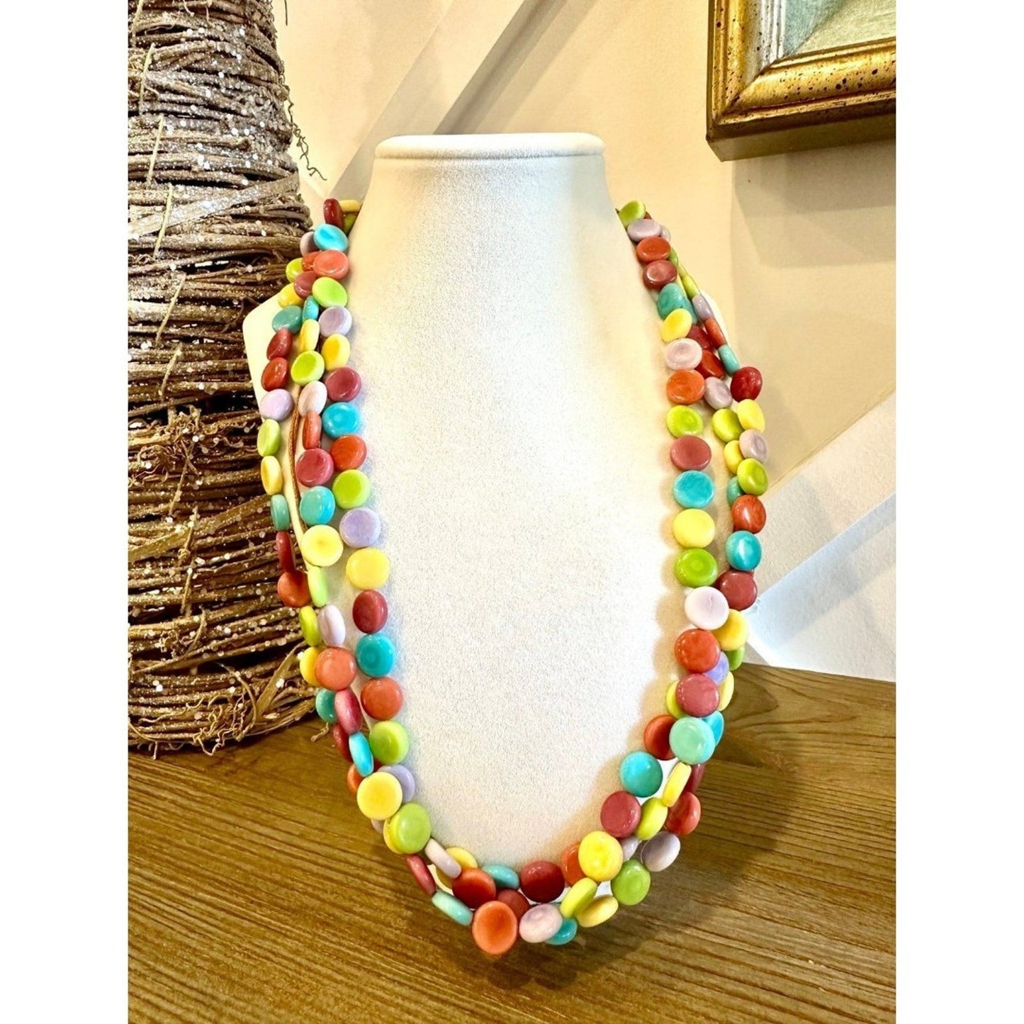 Vibrant Tagua Nut Necklace - Organic Rainforest Jewelry, Adjustable 16" to 22"