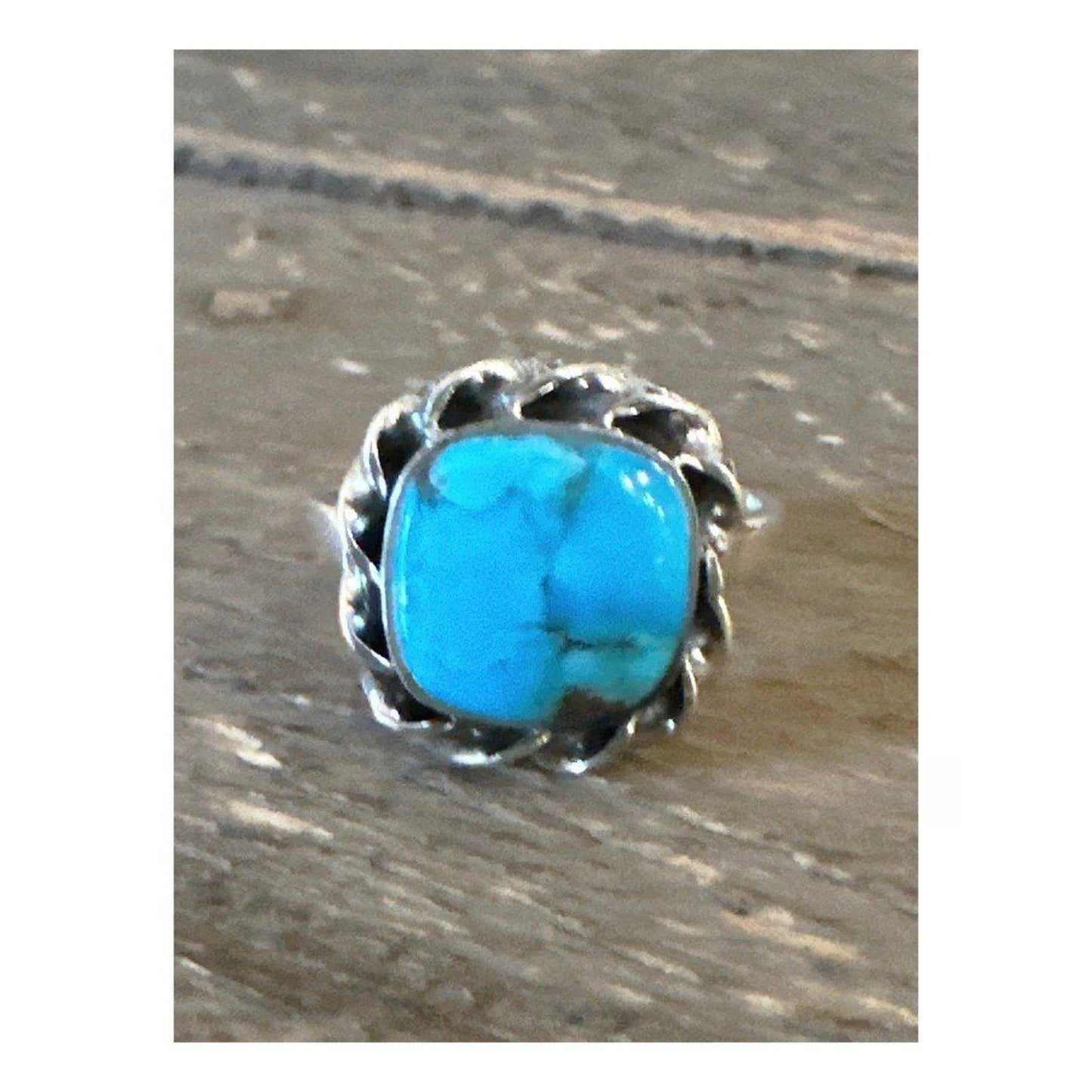 Natural Kingman Turquoise With Pyrite Ring size-8