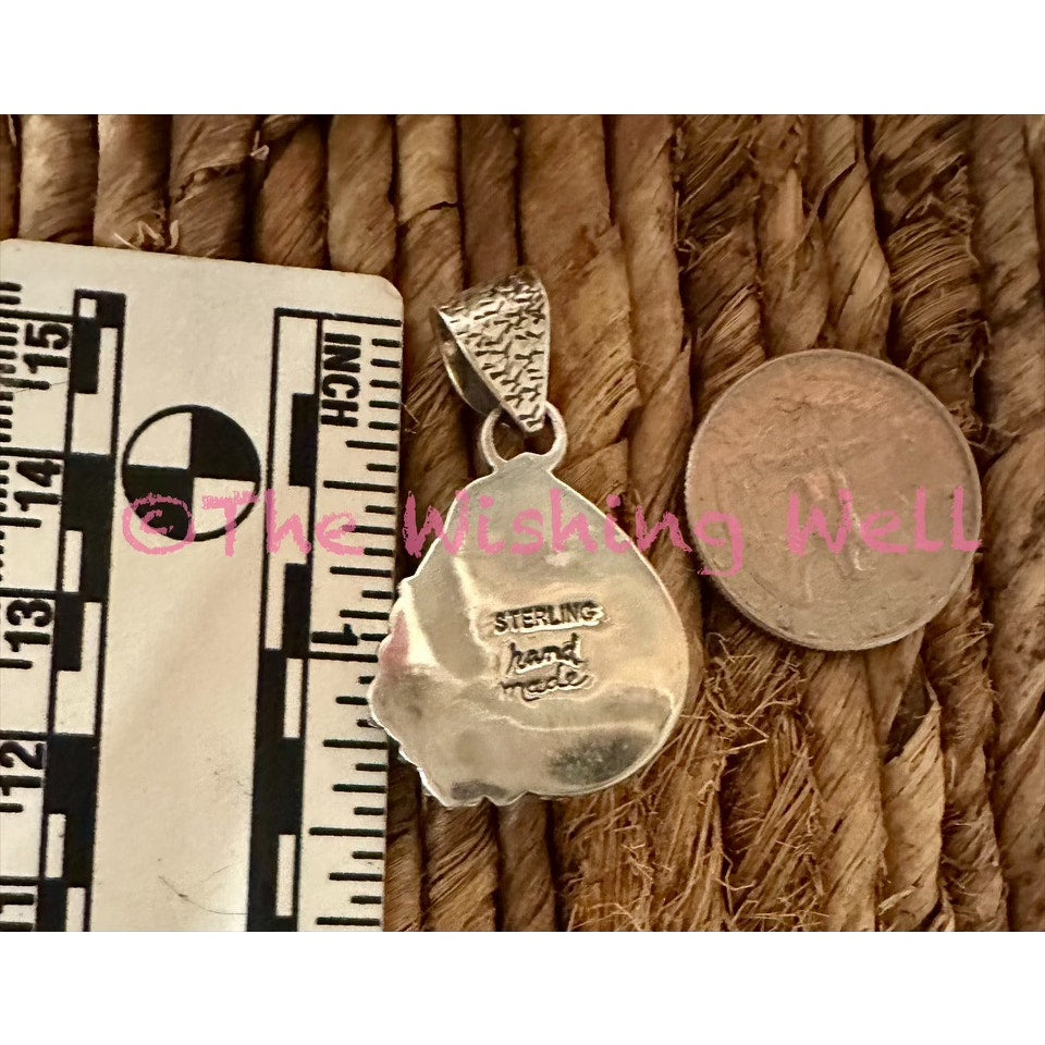 Queen Pink Conch & Turquoise Teardrop | Pendant | Sterling Silver 1.6” Long