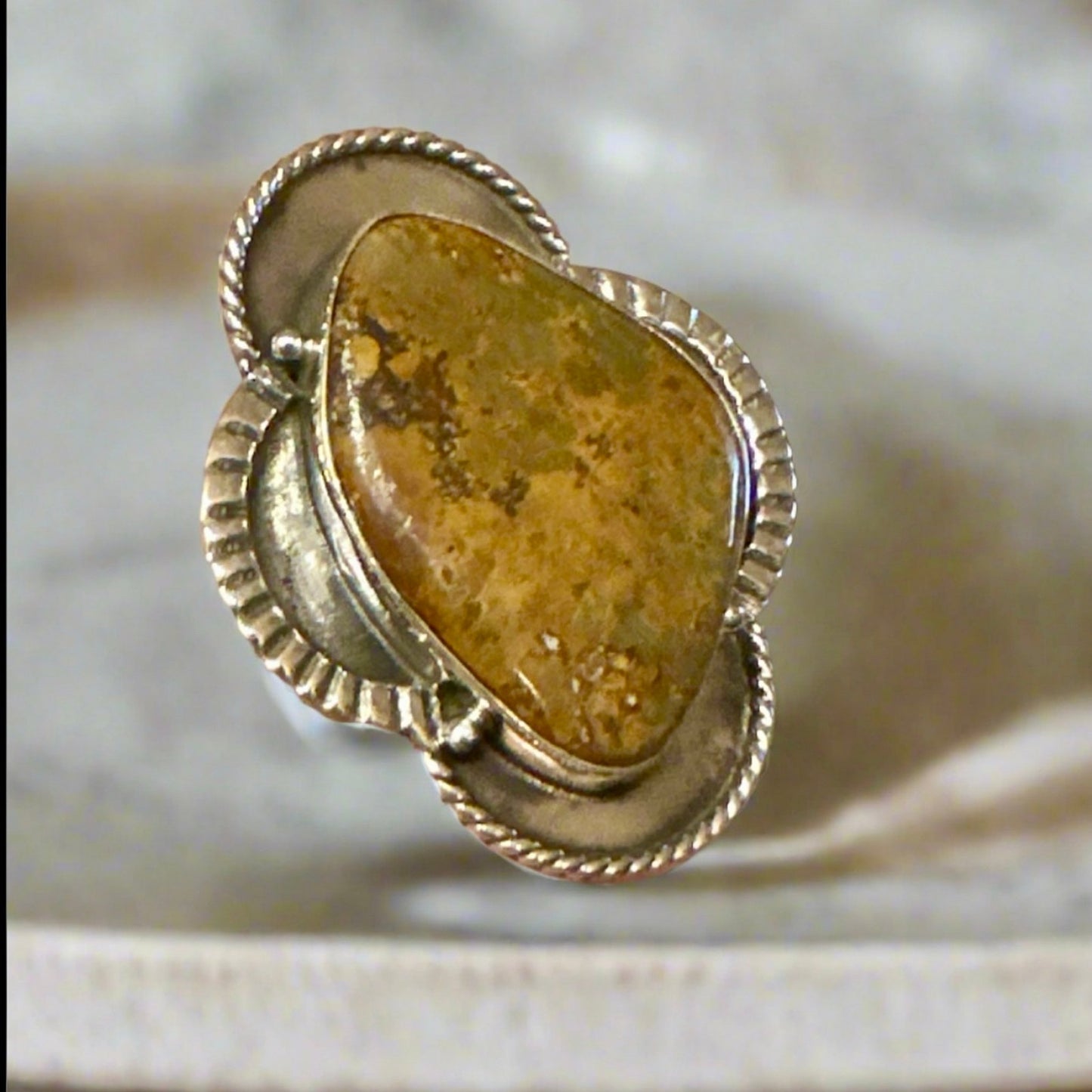 Green Brown Turquoise Southwestern Ring Adjustable
