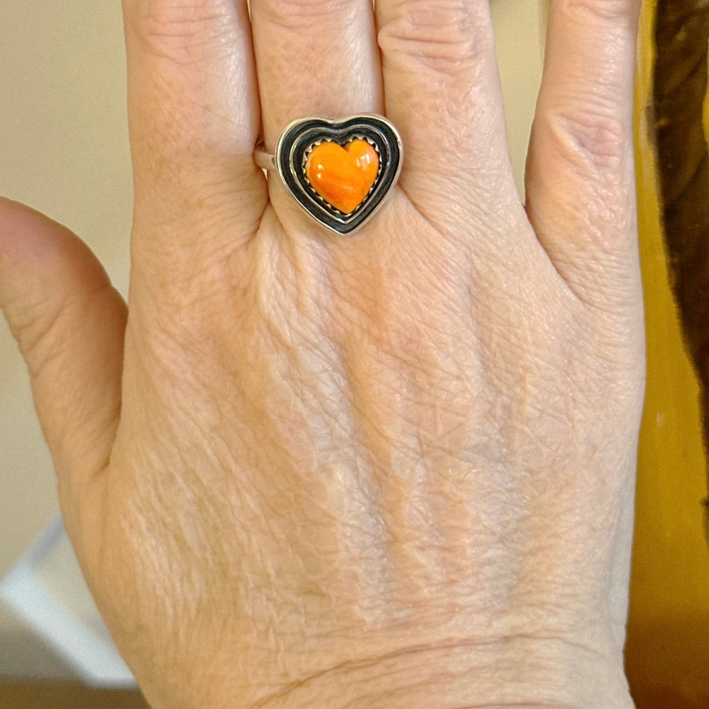 Spiny Oyster Heart Sawtooth Southwestern Ring size 10