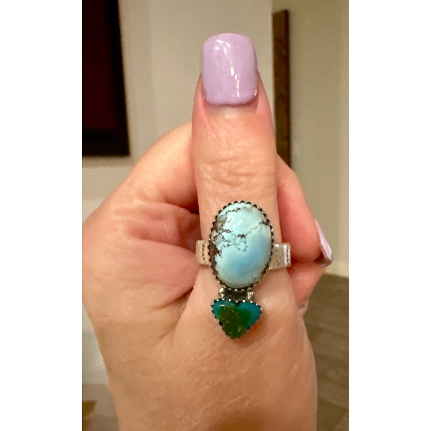 Golden Hills & Sonoran Gold Turquoise Heart Oval Ring Adjustable 6-10
