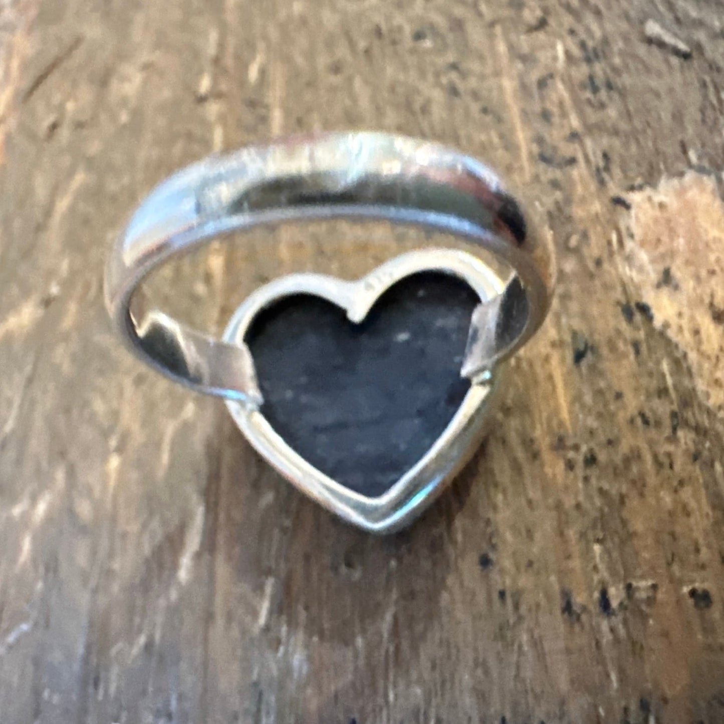 Purple Lepidolite Heart Sterling Silver Ring Size 6.5