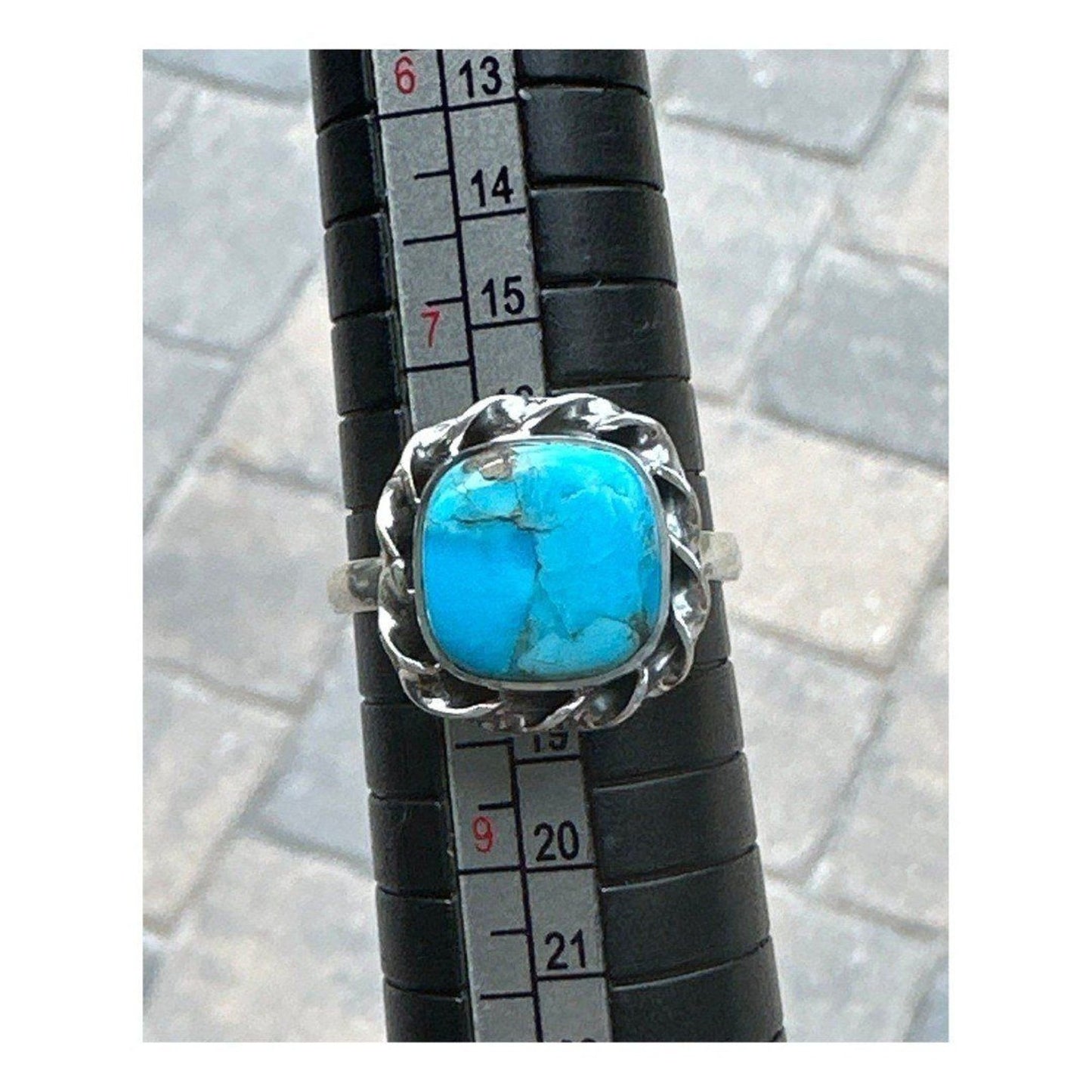 Natural Kingman Turquoise With Pyrite Ring size-8