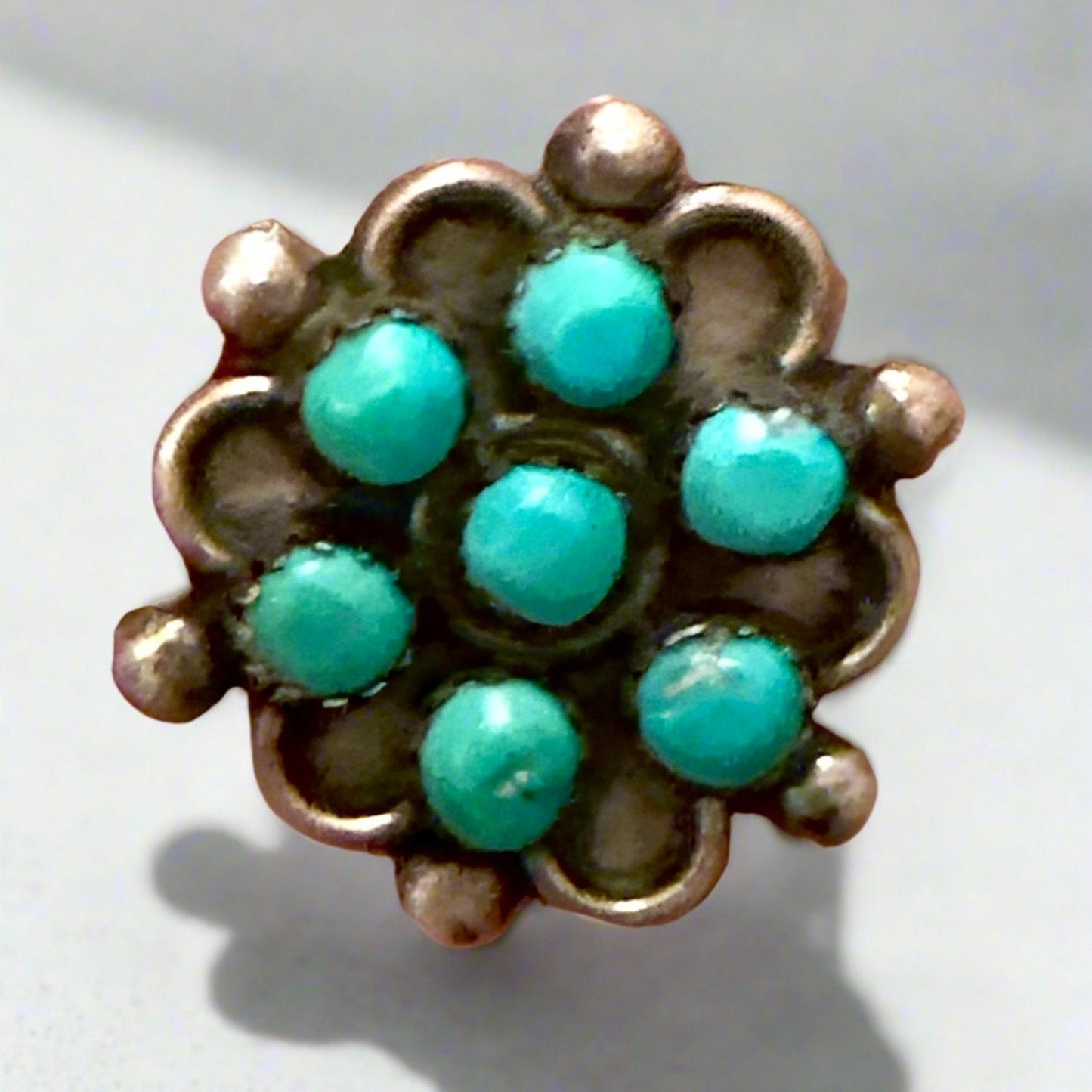 Vintage Native American Snake Eyes Turquoise Ring Size 5.5 Zuni