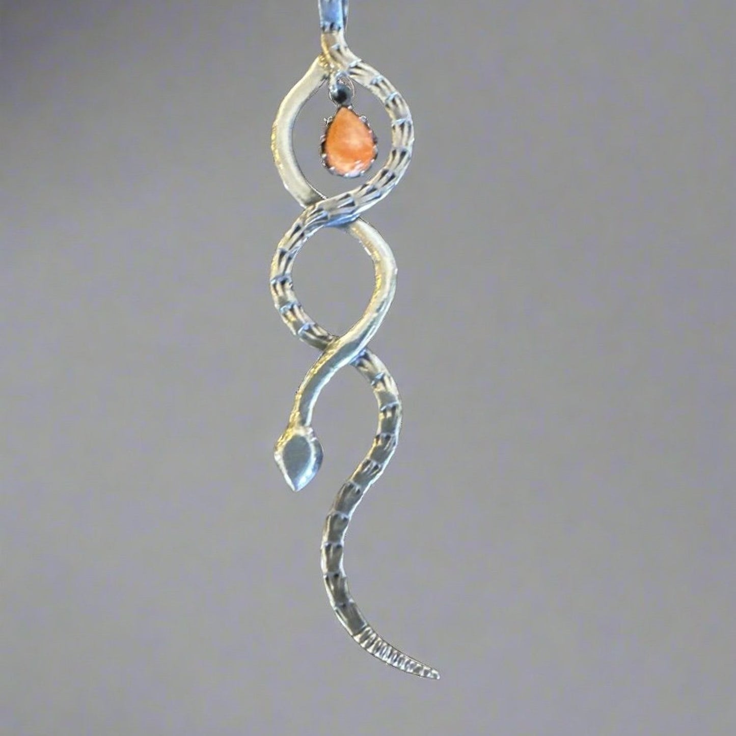 Spiny Oyster .925 Sterling Silver Snake Pendant 3”