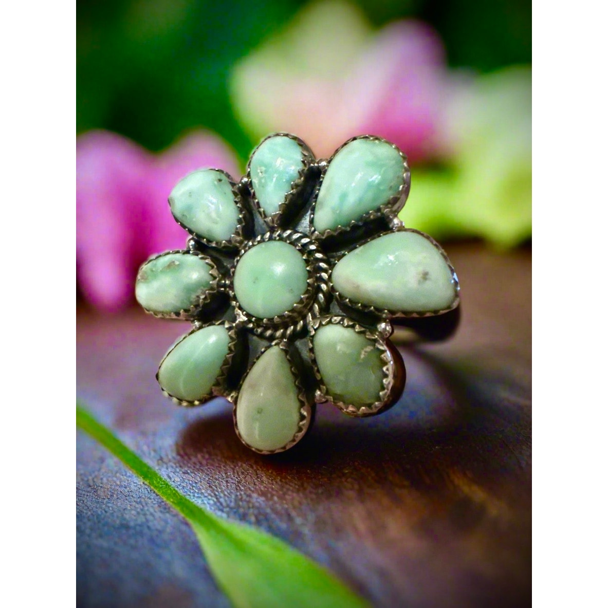 Palomino Turquoise | Cluster | Sterling Ring | Adjustable 5-11