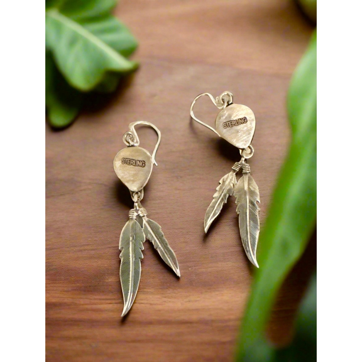 Red Rose Dahlia Feather Native American Style Dangle Earrings 1.5”