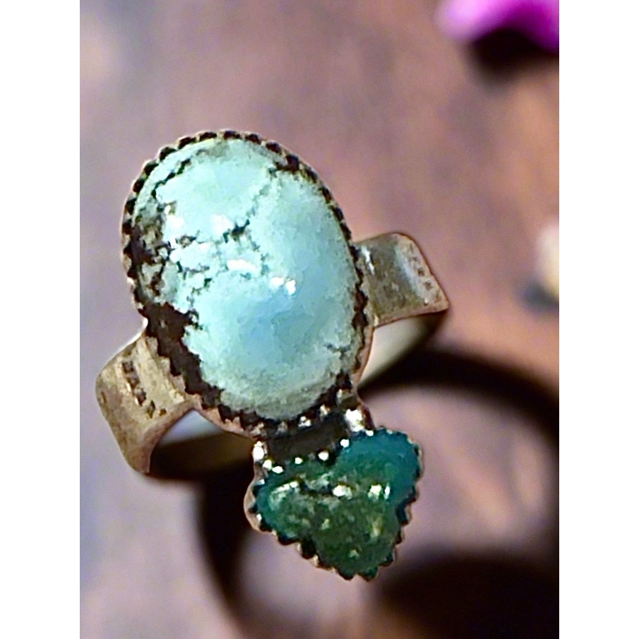 Golden Hills & Sonoran Gold Turquoise Heart Oval Ring Adjustable 6-10