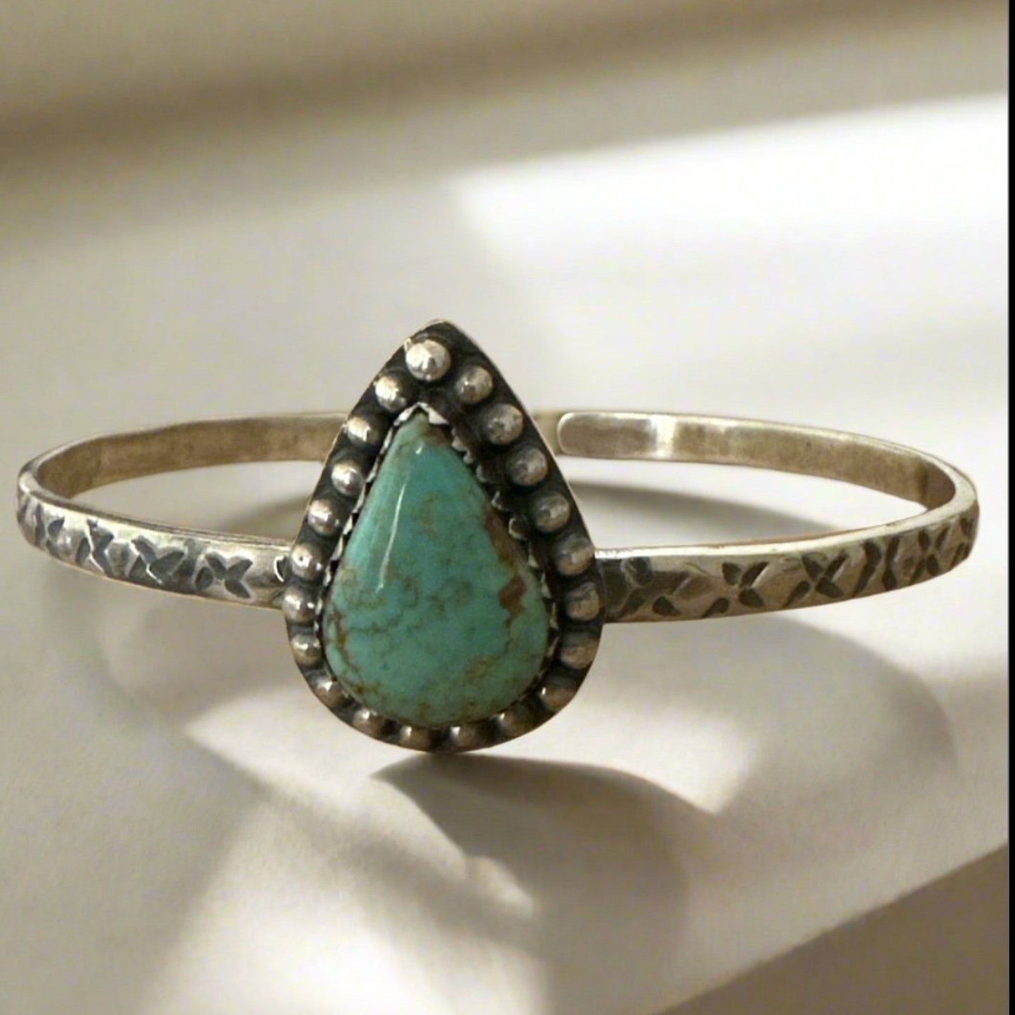 Natural Blue/Green Turquoise southwestern tough bracelet .925 Sterling