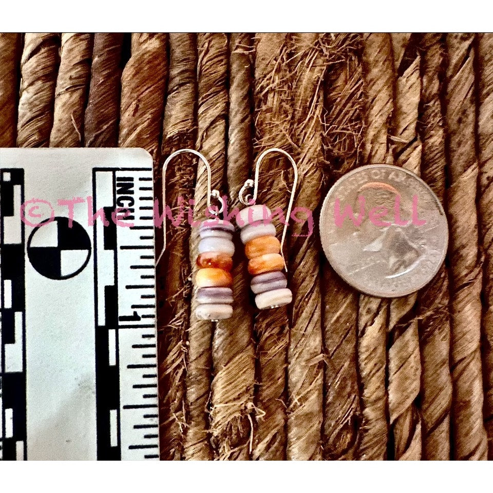 Spiny Oyster Bead Dangle Earrings 925 Sterling Silver 1”