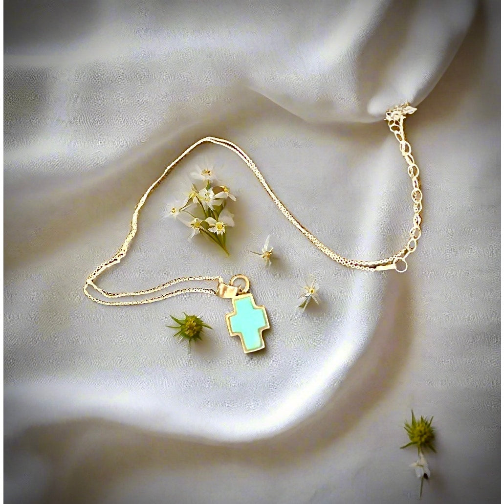 Kingman Turquoise Inlay Cage Filigree Dainty Necklace 18-20”