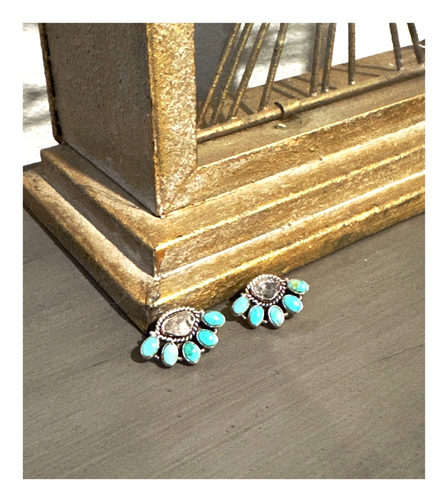 Herkimer Diamond & Turquoise Earrings