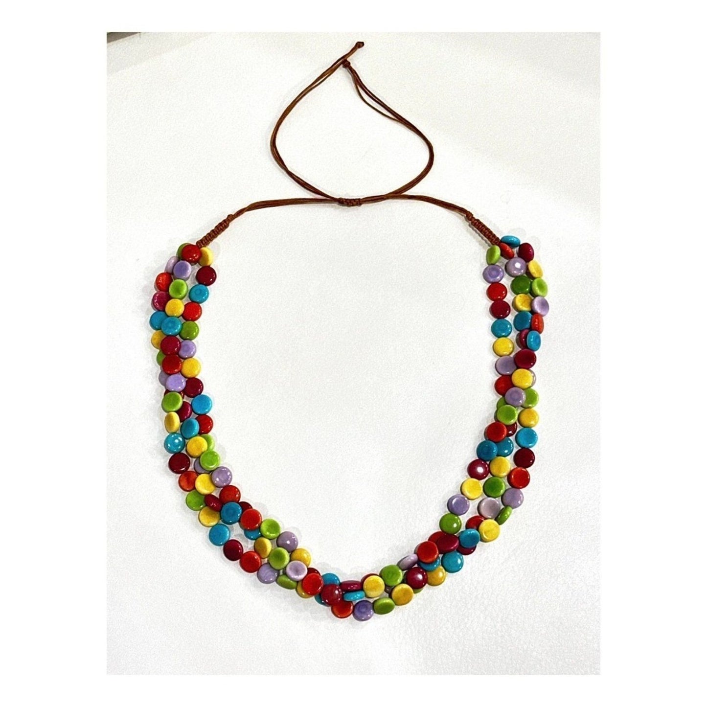 Vibrant Tagua Nut Necklace - Organic Rainforest Jewelry, Adjustable 16" to 22"