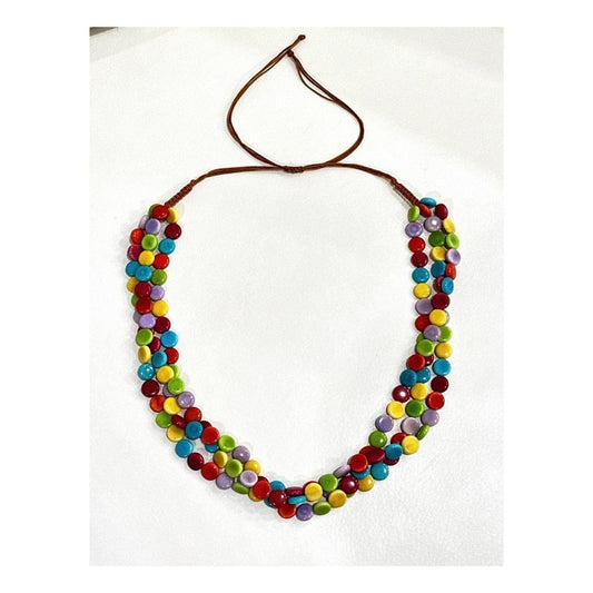 Vibrant Tagua Nut Necklace - Organic Rainforest Jewelry, Adjustable 16" to 22"