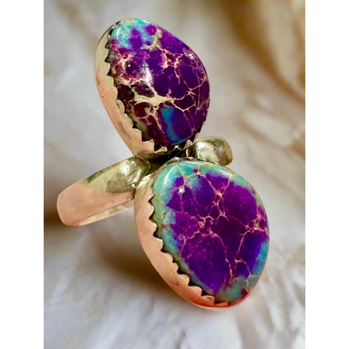 Purple Sea Sediment Jasper | 925 Sterling Silver Ring | Adjustable 4-9