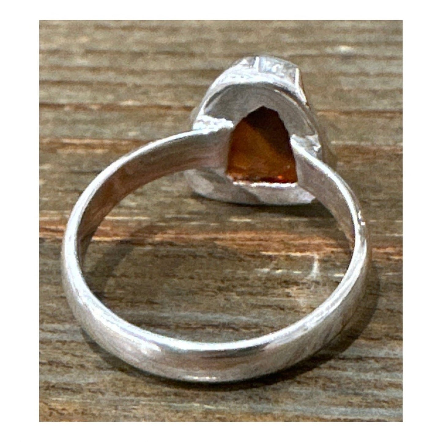 Natural Custom Made Amber .925 Ring Size 7.25