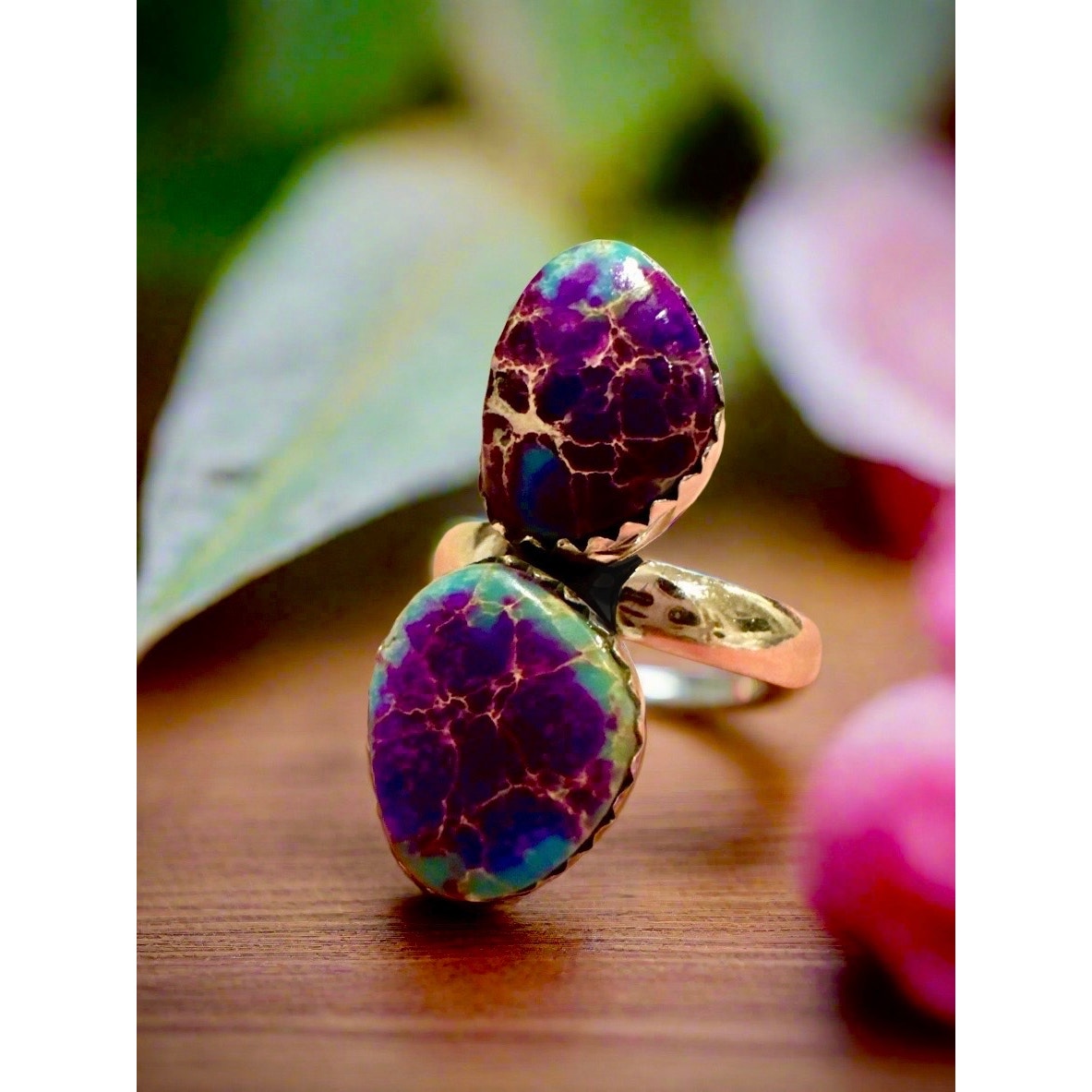 Purple Sea Sediment Jasper | 925 Sterling Silver Ring | Adjustable 4-9