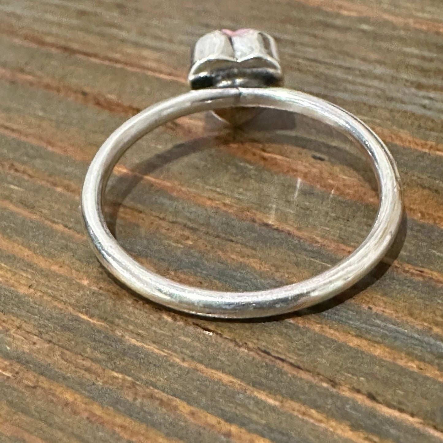 Dainty Pink Conch Heart Shaped .925 Sterling Silver Ring Size 7.5