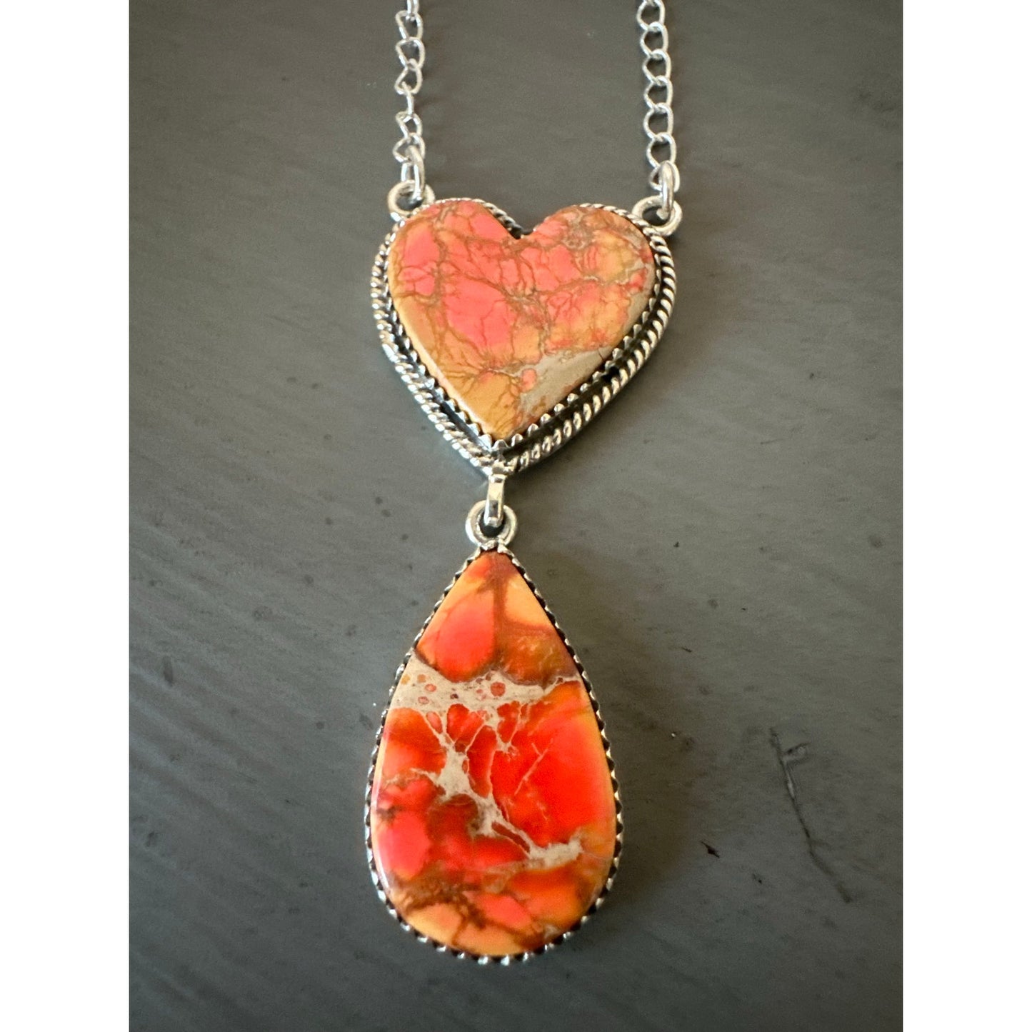Orange Sea Sediment Jasper | Statement Boho Necklace | 925