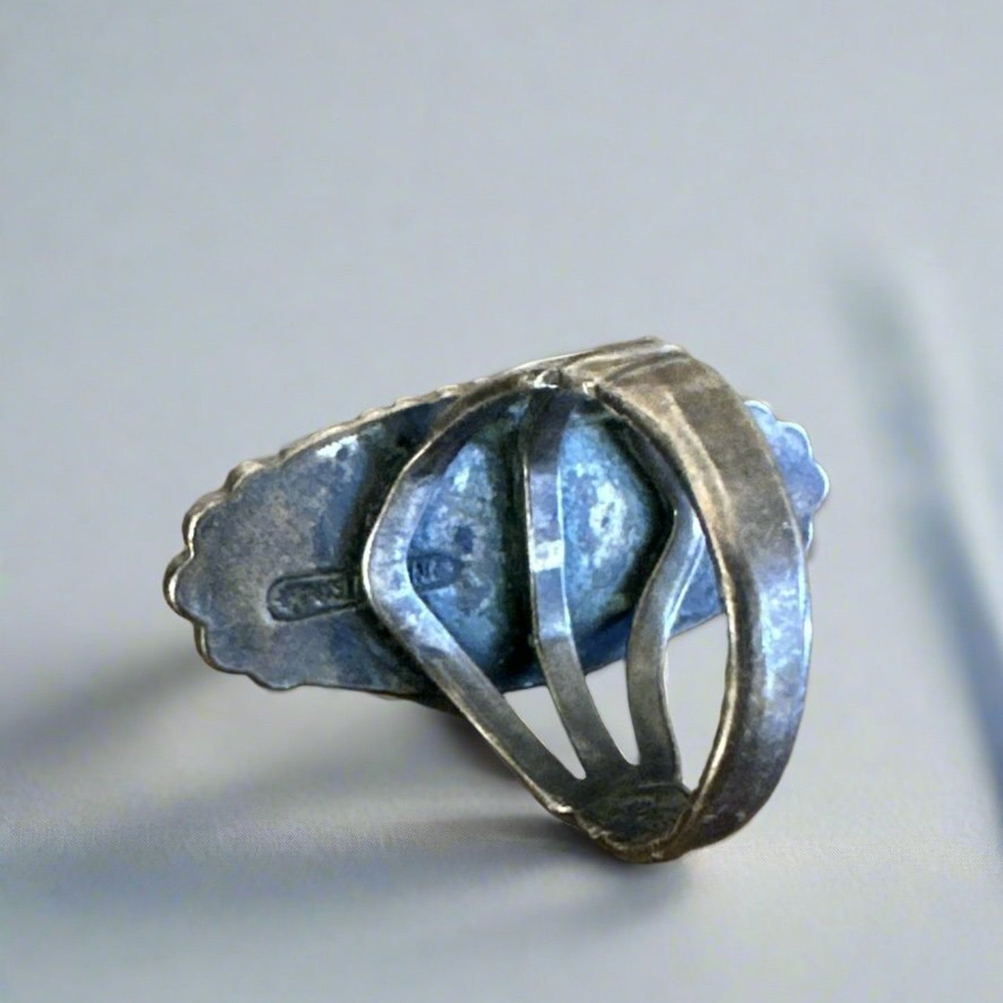 Vintage Native American Green Turquoise Ring Sterling Makers Mark 5